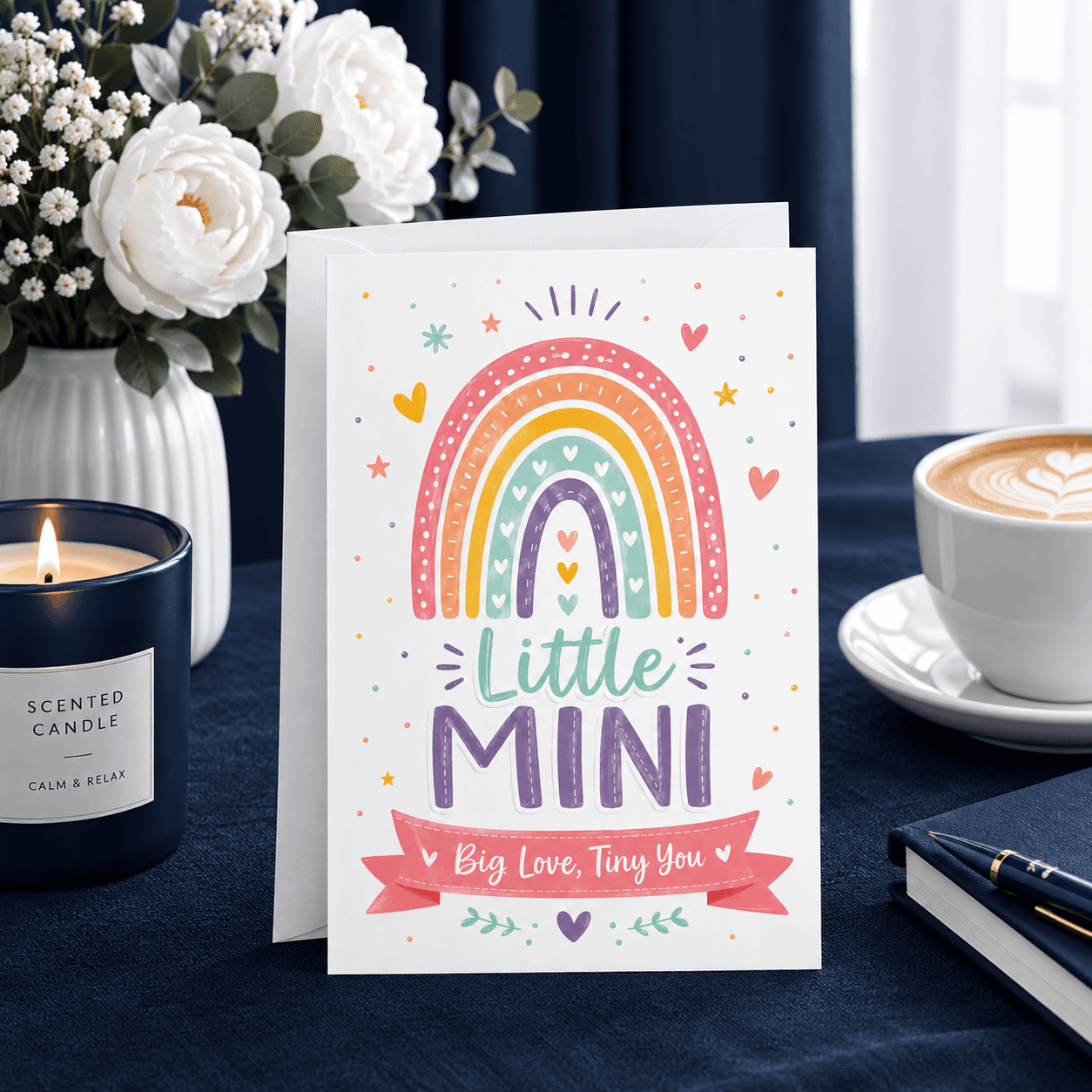 Pastel Rainbow Greeting Card for Mom with Inspirational Typography