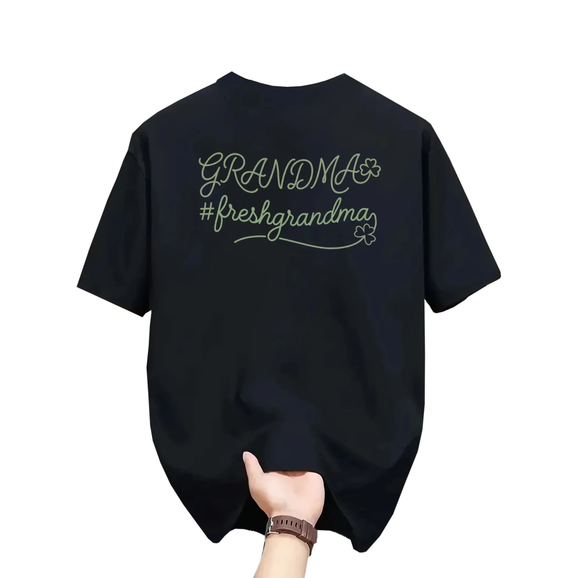 Funny Shirt Grandma #freshgrandma Graphic Printed T-Shirt Casual Unisex Crew Neck Top for Everyday Wear and Gift