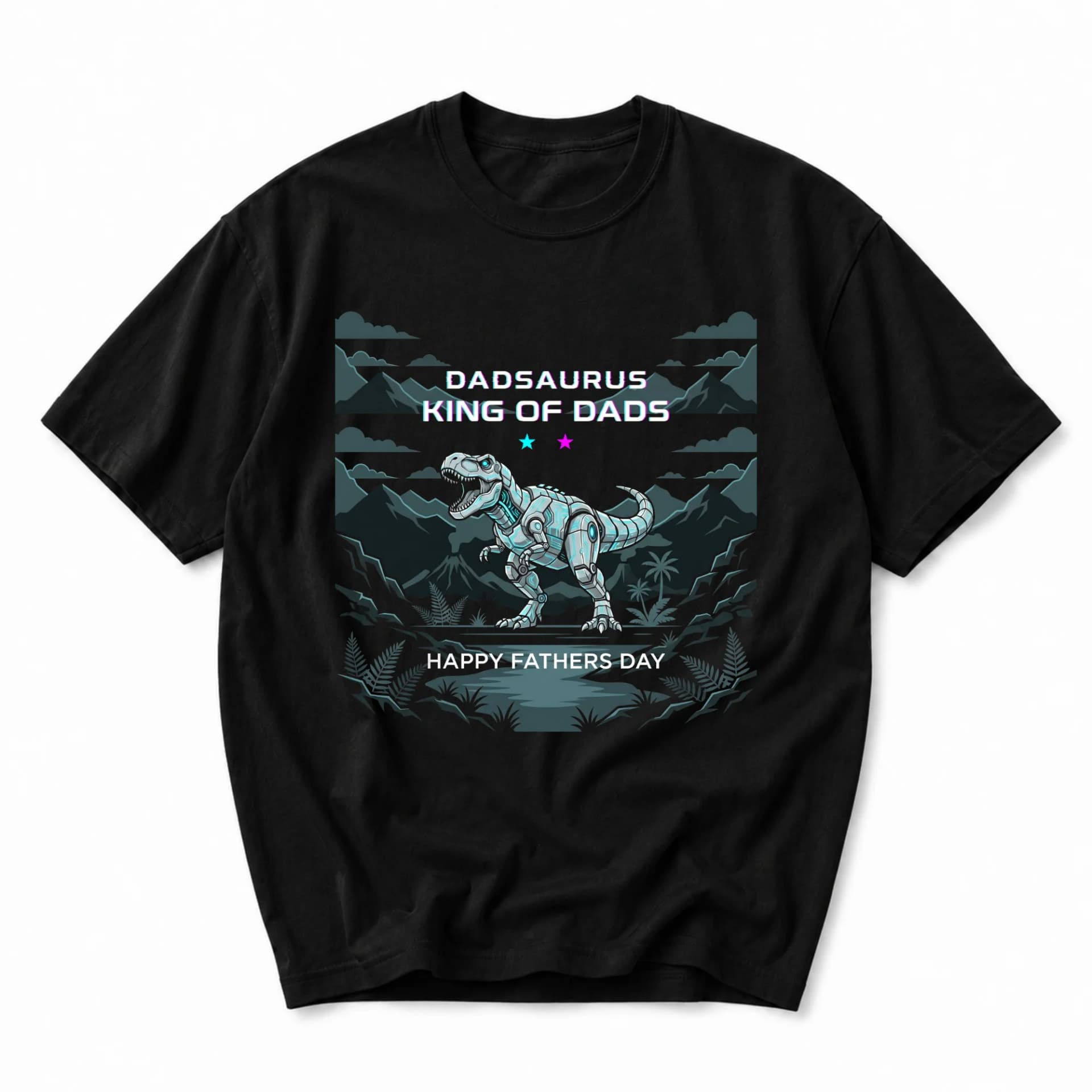 Funny Shirt Dadsaurus King of Dads Graphic Tee Unisex Crew Neck Apparel for Casual Everyday Wear and Gift Giving