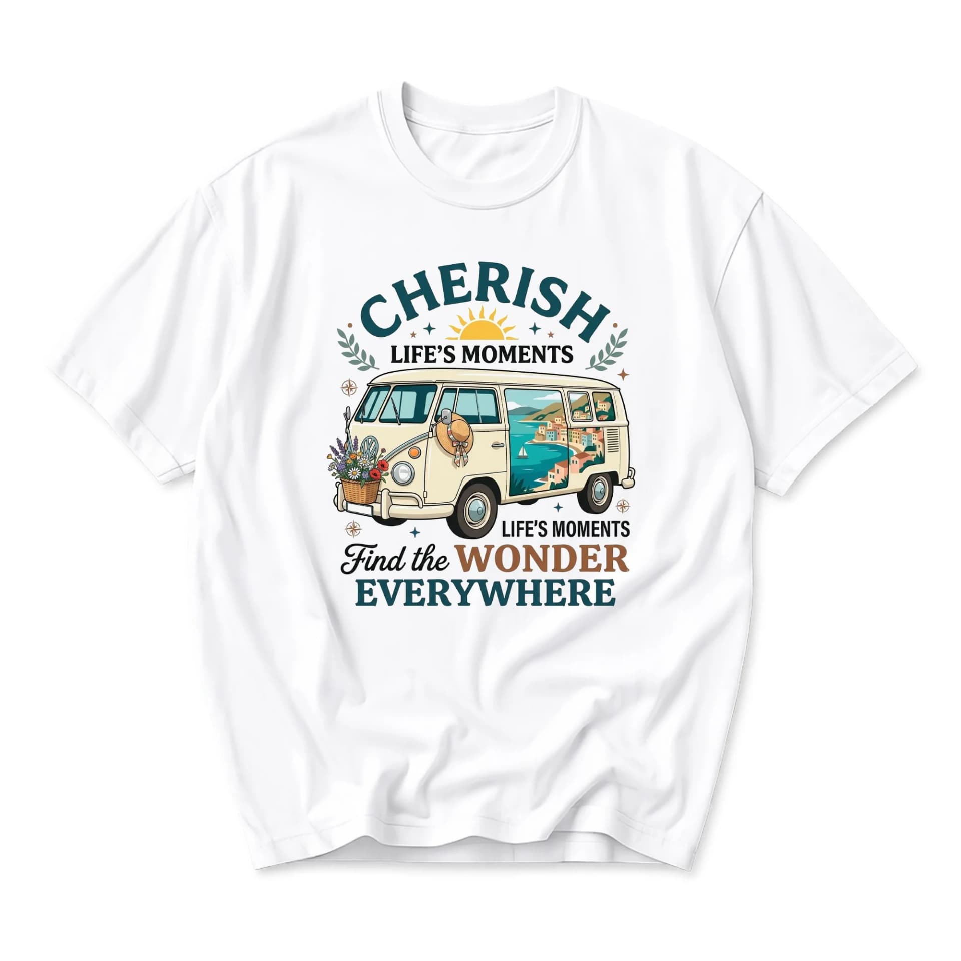 Graphic Tee Unisex Casual Travel Van Print Shirt Retro Adventure Inspired Apparel for Everyday Comfort and Style