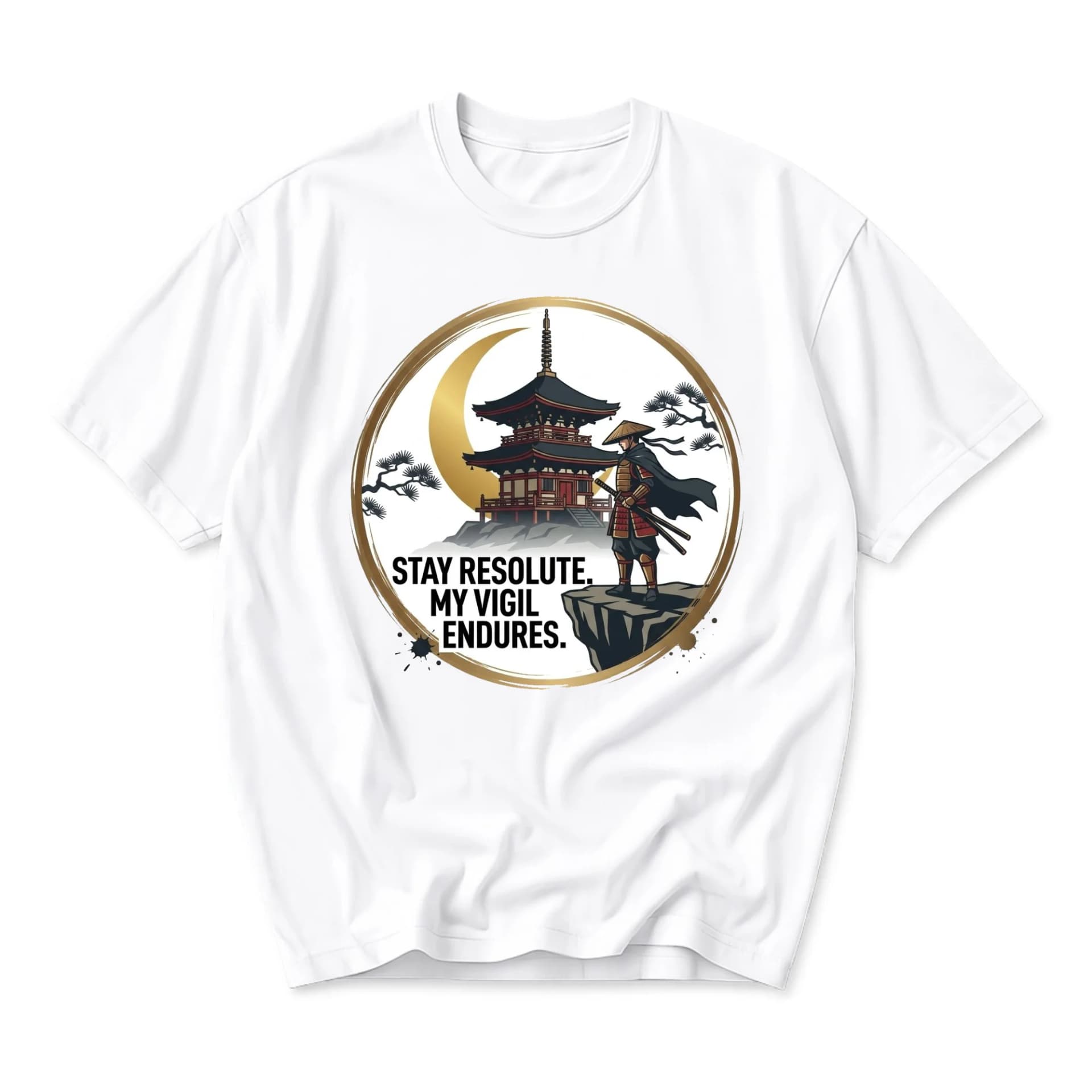 T-shirt Japanese Warrior Graphic Tee Cultural Art Print Shirt for Men and Women Casual Everyday Wear Cotton Top