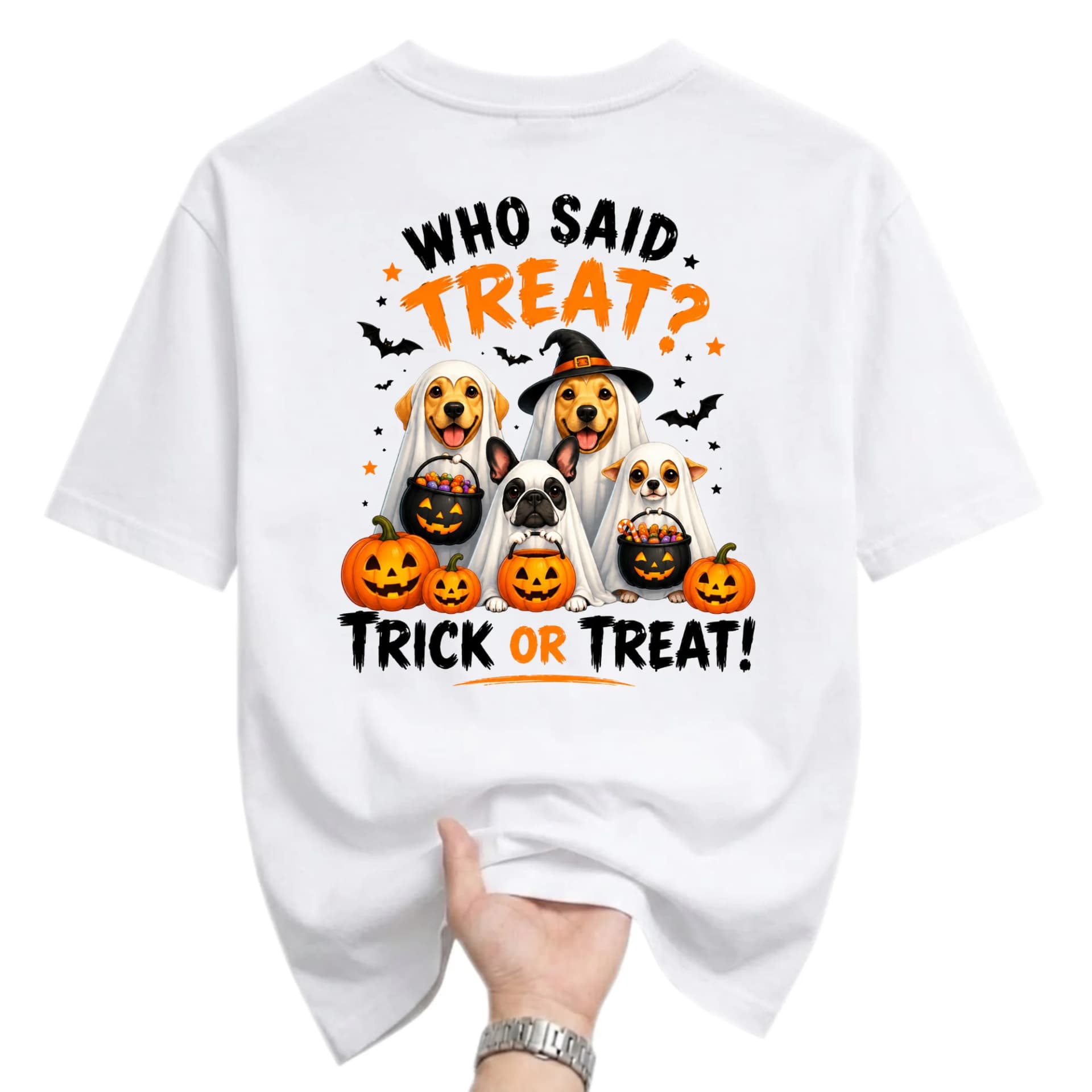Graphic Tee Funny Halloween Shirt Dog Ghost Costume Print Unisex Crew Neck Casual Everyday Wear Cotton Blend Apparel