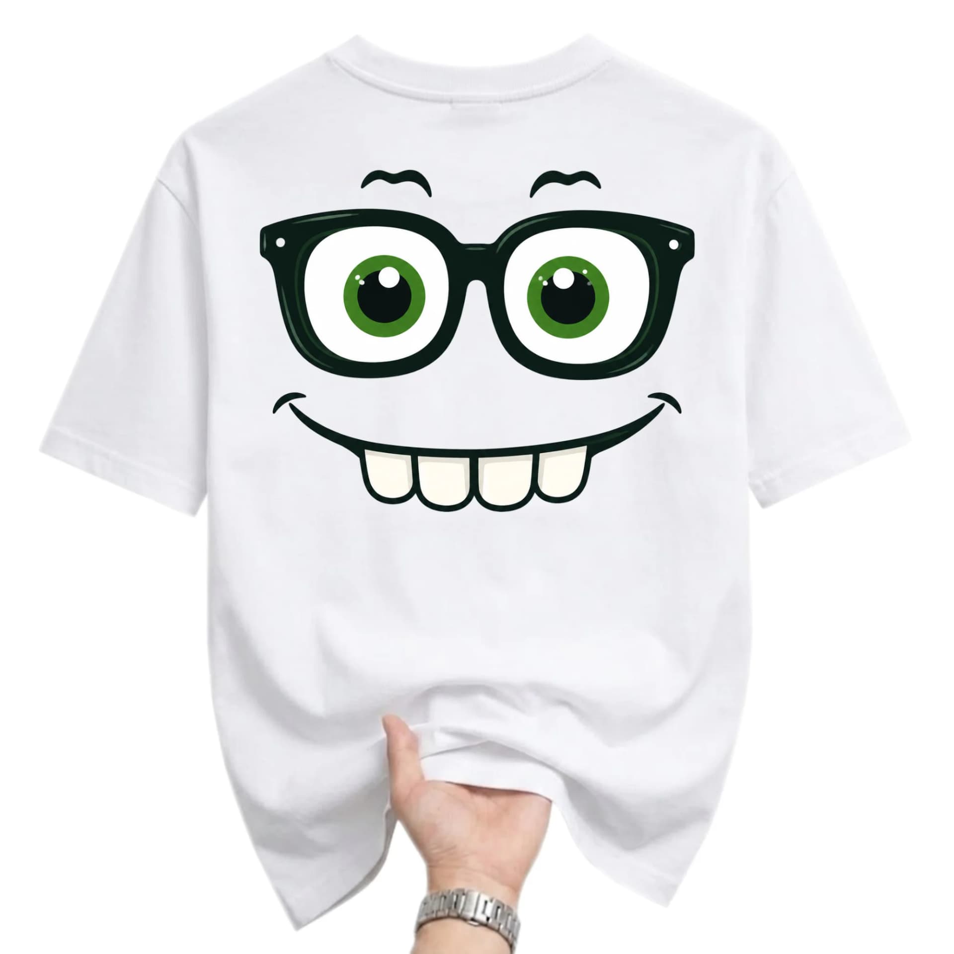 Funny Shirt Nerd Face Graphic Tee Unisex Crew Neck Casual Cotton Blend Soft Everyday Outfit Comfortable Apparel White