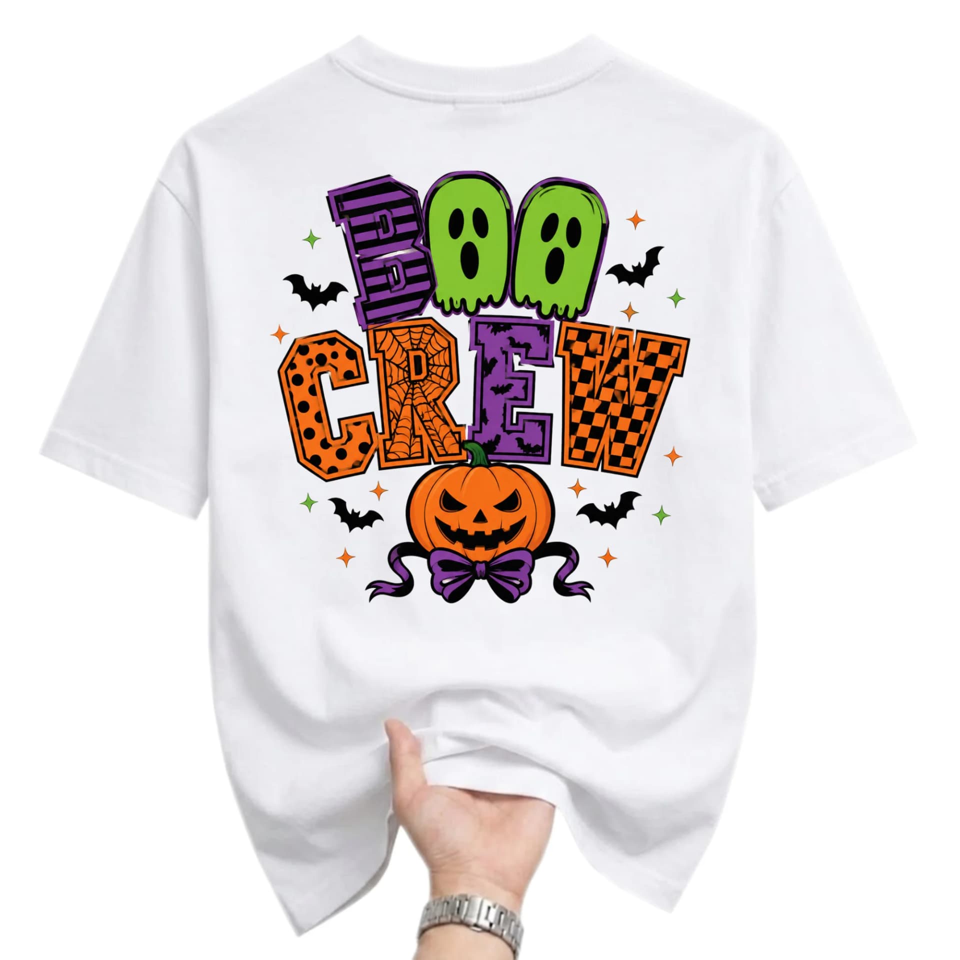 Graphic Tee Boo Crew Halloween Shirt Unisex Cotton Everyday Casual Wear Fun Fall Holiday Themed Short Sleeve Top