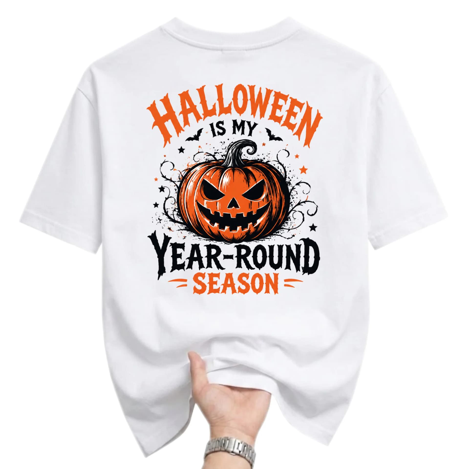 Funny Shirt Halloween Is My Year-Round Season Graphic Tee for Casual Autumn Wear and Spooky Holiday Enthusiasts