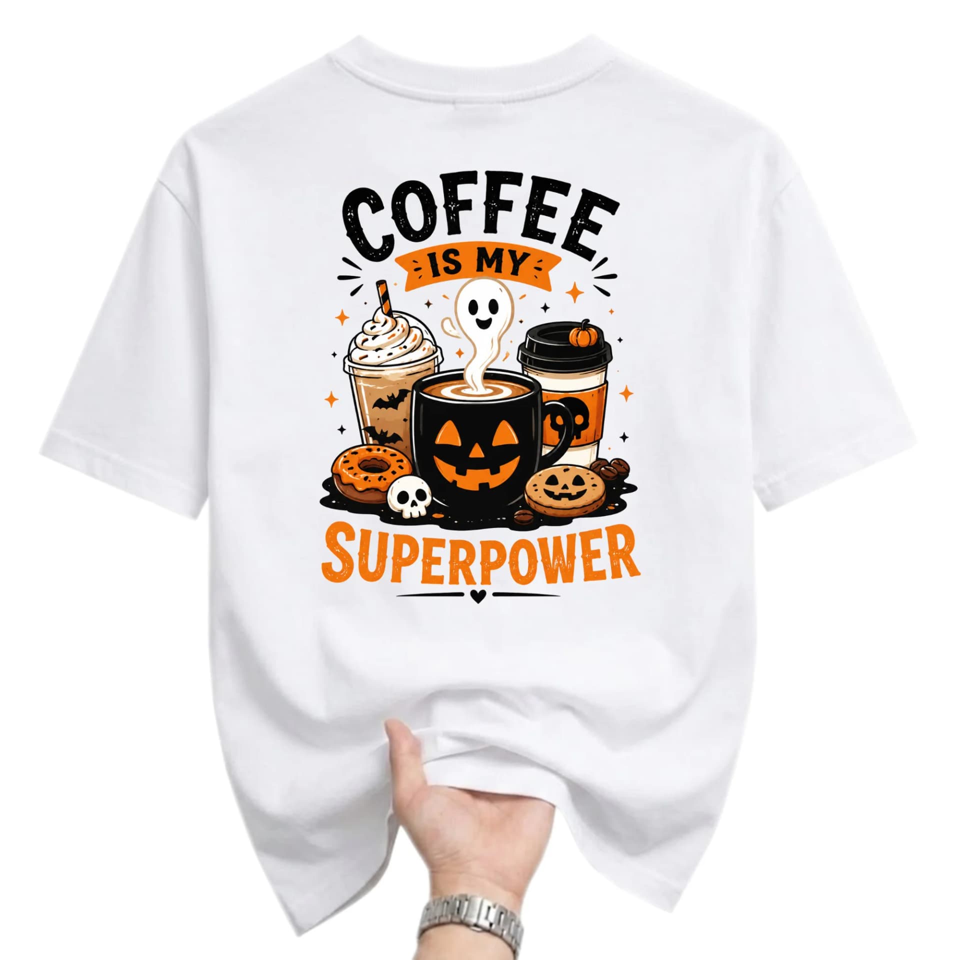 Funny Shirt Coffee Is My Superpower Graphic Tee Unisex Casual Apparel Fall Themed Spooky Season Festive Novelty Top