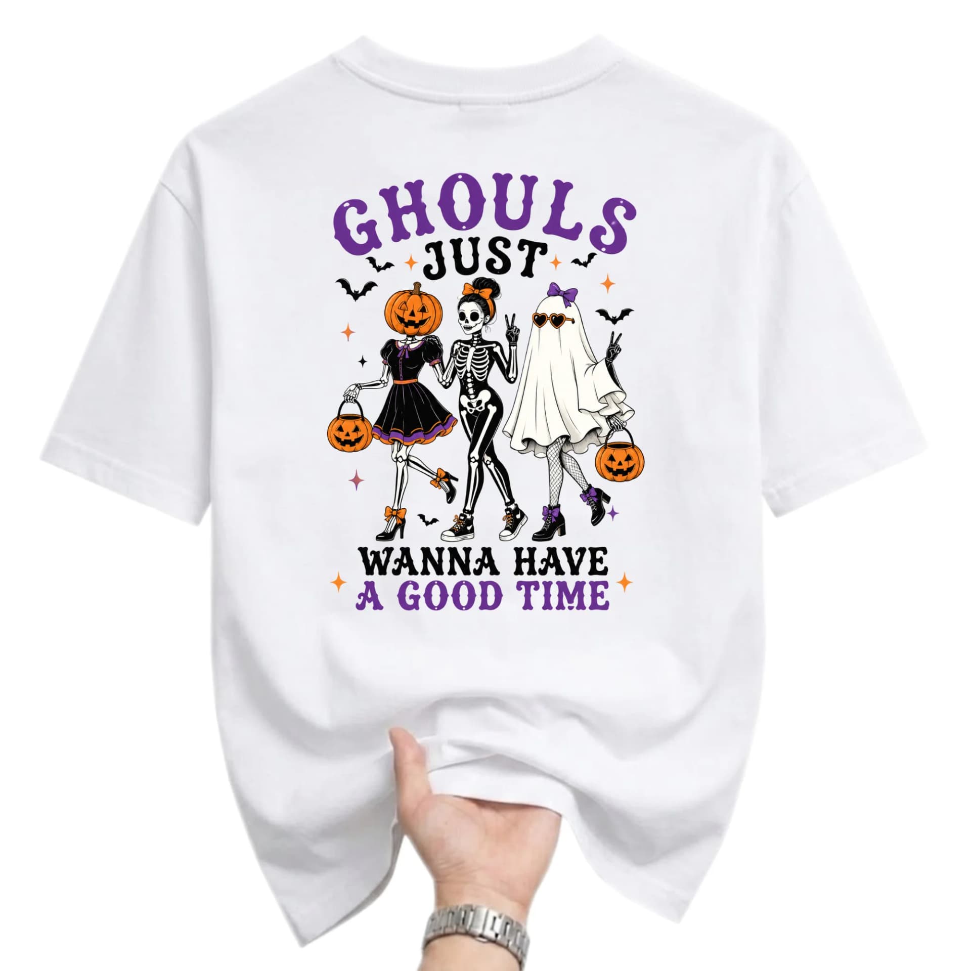 Graphic Tee Ghouls Just Wanna Have a Good Time Halloween Shirt Unisex Cotton Crew Neck Casual Holiday Apparel
