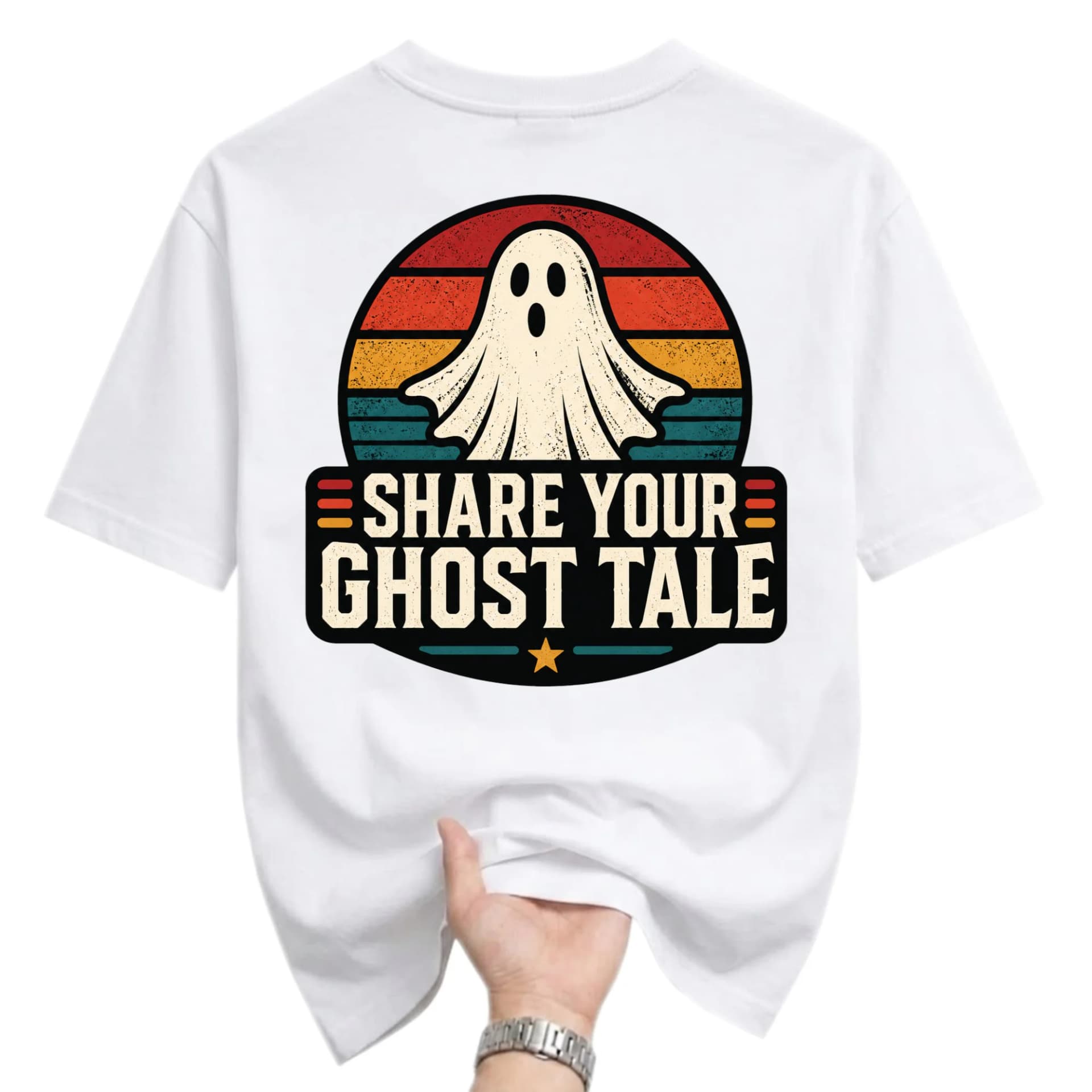 Graphic Tee Share Your Ghost Tale Vintage Style Print Short Sleeve Unisex Crew Neck Casual Everyday Cotton Blend Shirt
