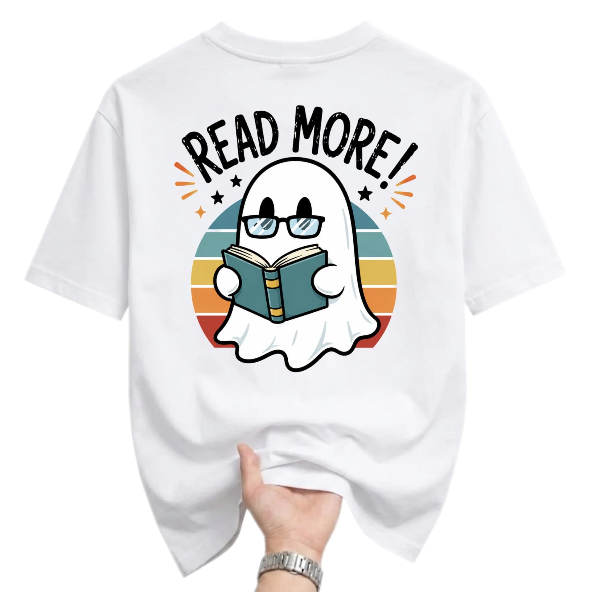 Graphic Tee Read More Ghost Shirt Retro Vintage Style Unisex Crew Neck Casual Everyday Wear Cotton Blend Apparel