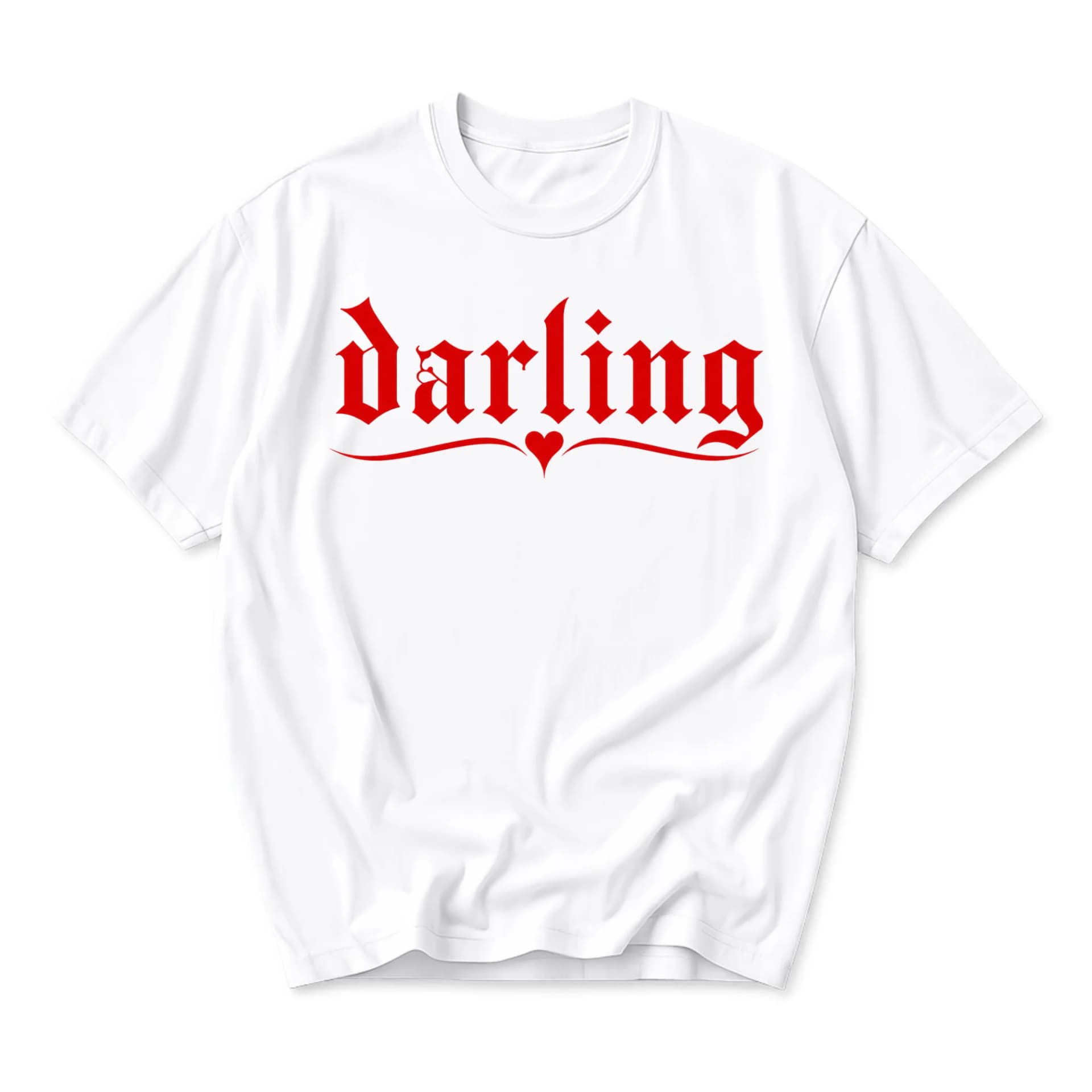 Graphic Tee Darling Red Gothic Lettering Unisex Crew Neck Soft Cotton Casual Everyday Top Aesthetic Apparel Shirt