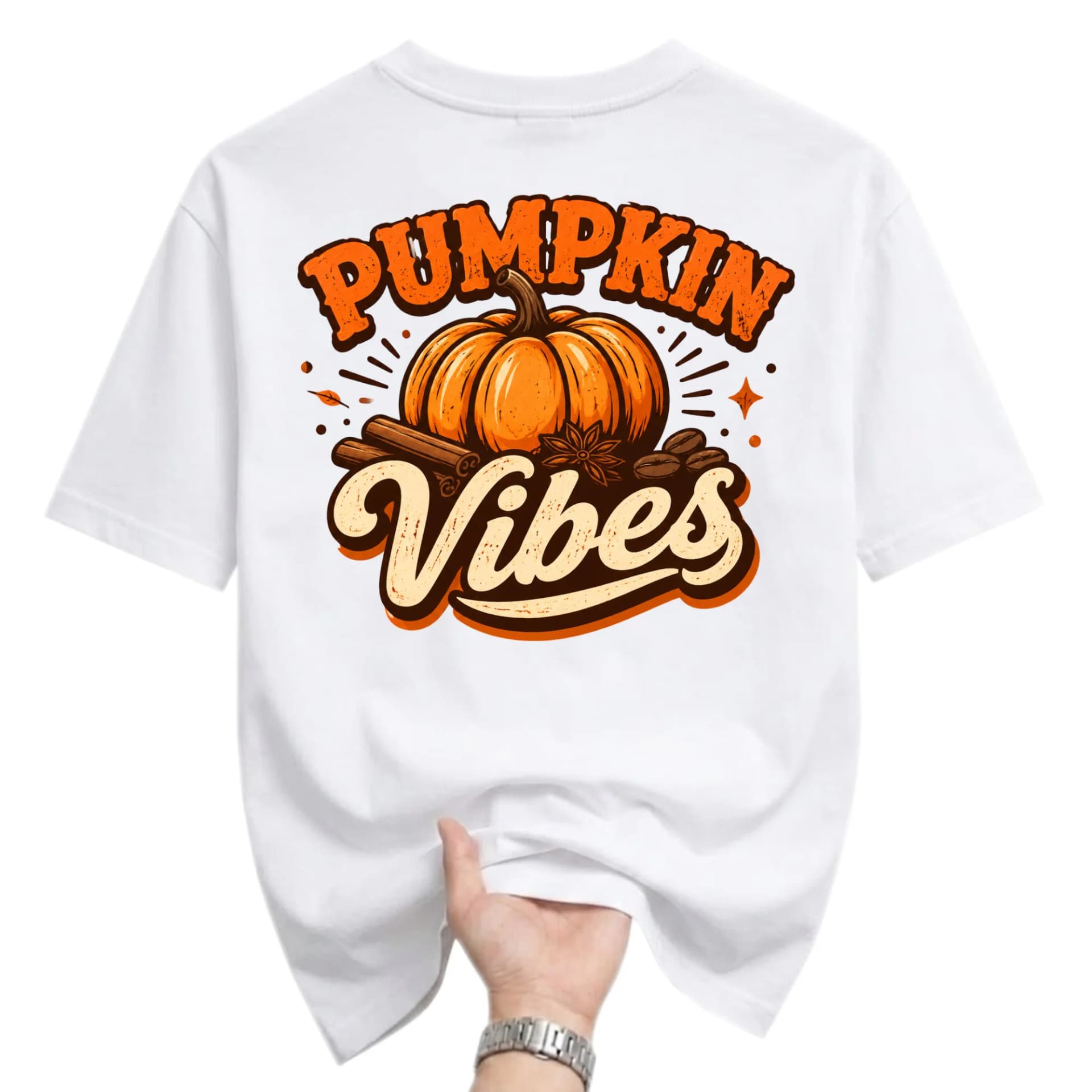 Graphic Tee Pumpkin Vibes Autumn Fall Seasonal Unisex T-Shirt Comfortable Short Sleeve Casual Everyday Apparel