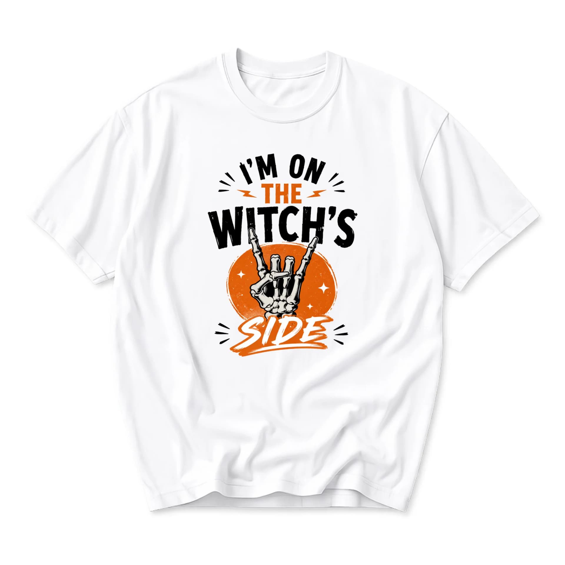 Funny Shirt I Am on the Witchs Side Graphic Tee Unisex Cotton Crew Neck Casual Top for Everyday Outfit Wear