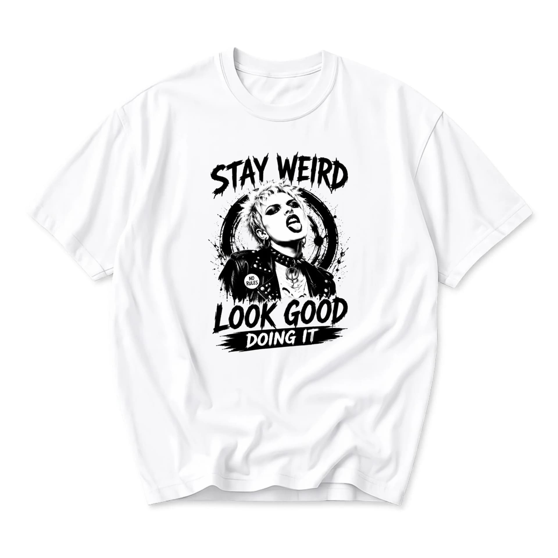 Graphic Tee Unisex Crew Neck Short Sleeve Shirt Stay Weird Look Good Doing It Alternative Fashion Casual Apparel