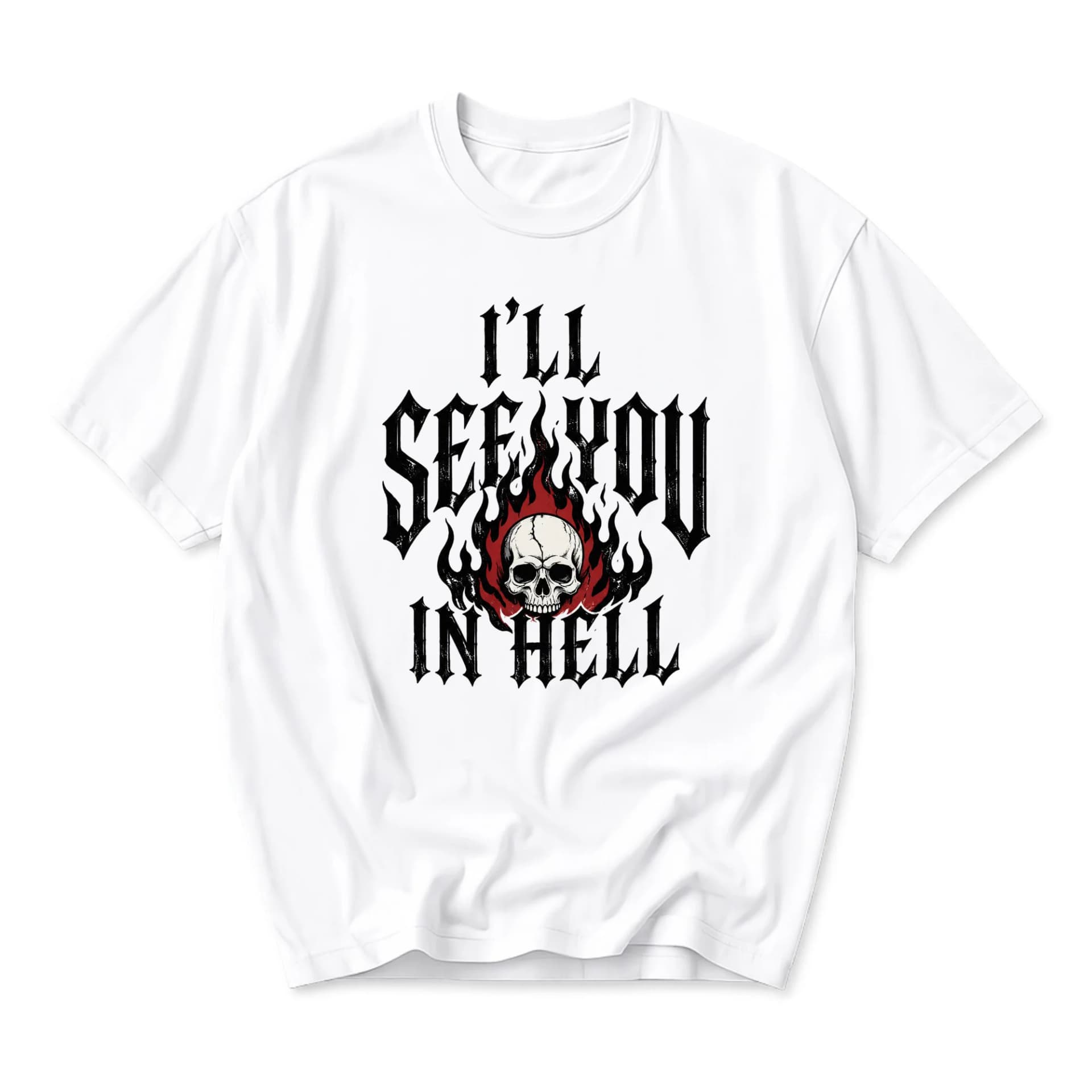 Funny Shirt I'll See You in Hell Graphic Tee Unisex Cotton Crew Neck Short Sleeve Casual Statement Top for Adults