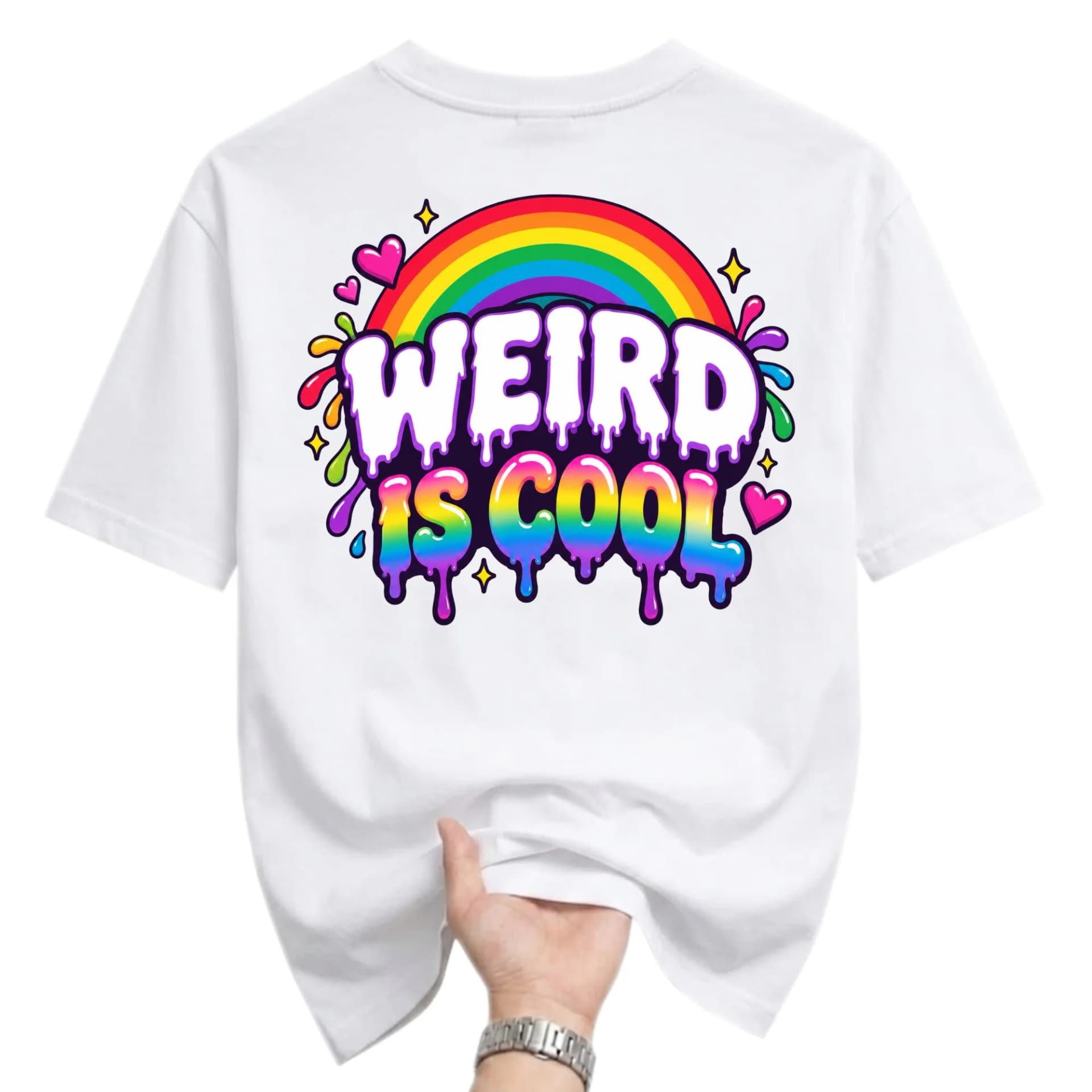 Funny Shirt Weird Is Cool Rainbow Graphic Tee Unisex Crew Neck Casual Everyday Wear Soft Cotton Blend Print Top