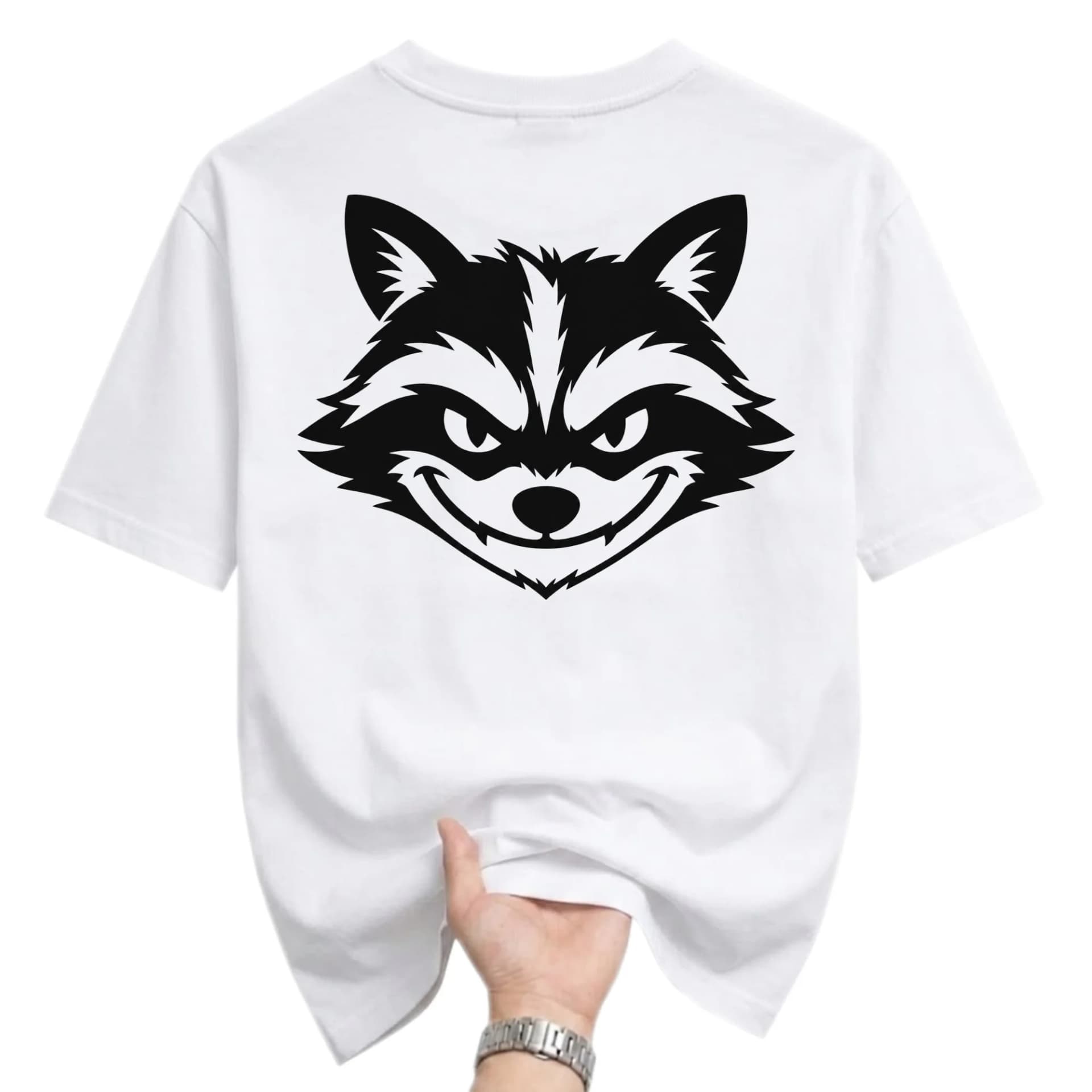 Graphic Tee Unisex Raccoon Face Print Casual Cotton Crew Neck Shirt for Everyday Wear and Unique Style Statement