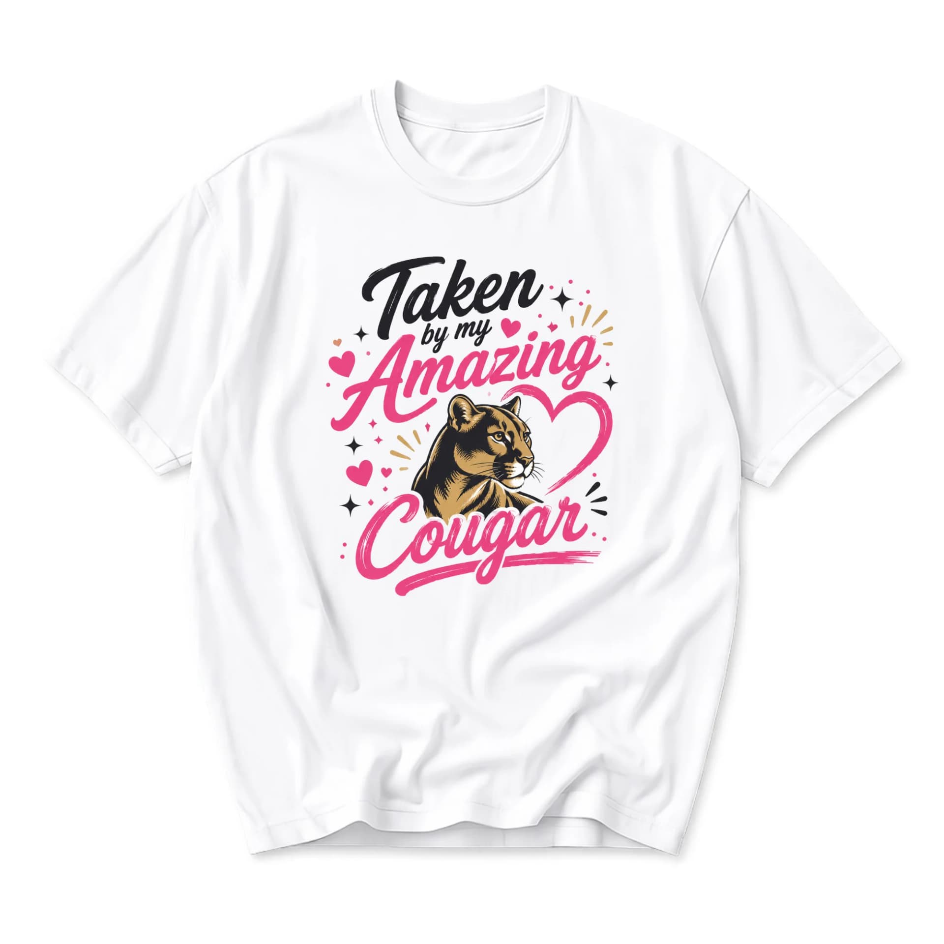Funny Shirt Taken by My Amazing Cougar Graphic Print Unisex Crew Neck Casual Everyday Wear Soft Cotton Tee