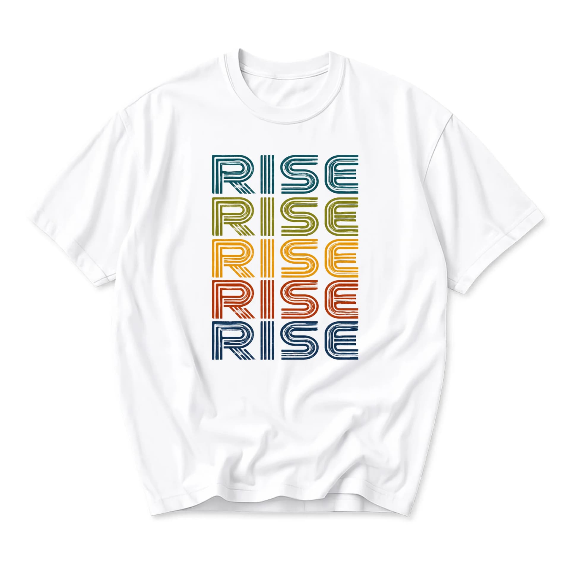 Graphic Tee Rise Retro Typography Print Unisex Crew Neck Casual Cotton Blend Short Sleeve Shirt for Everyday Wear