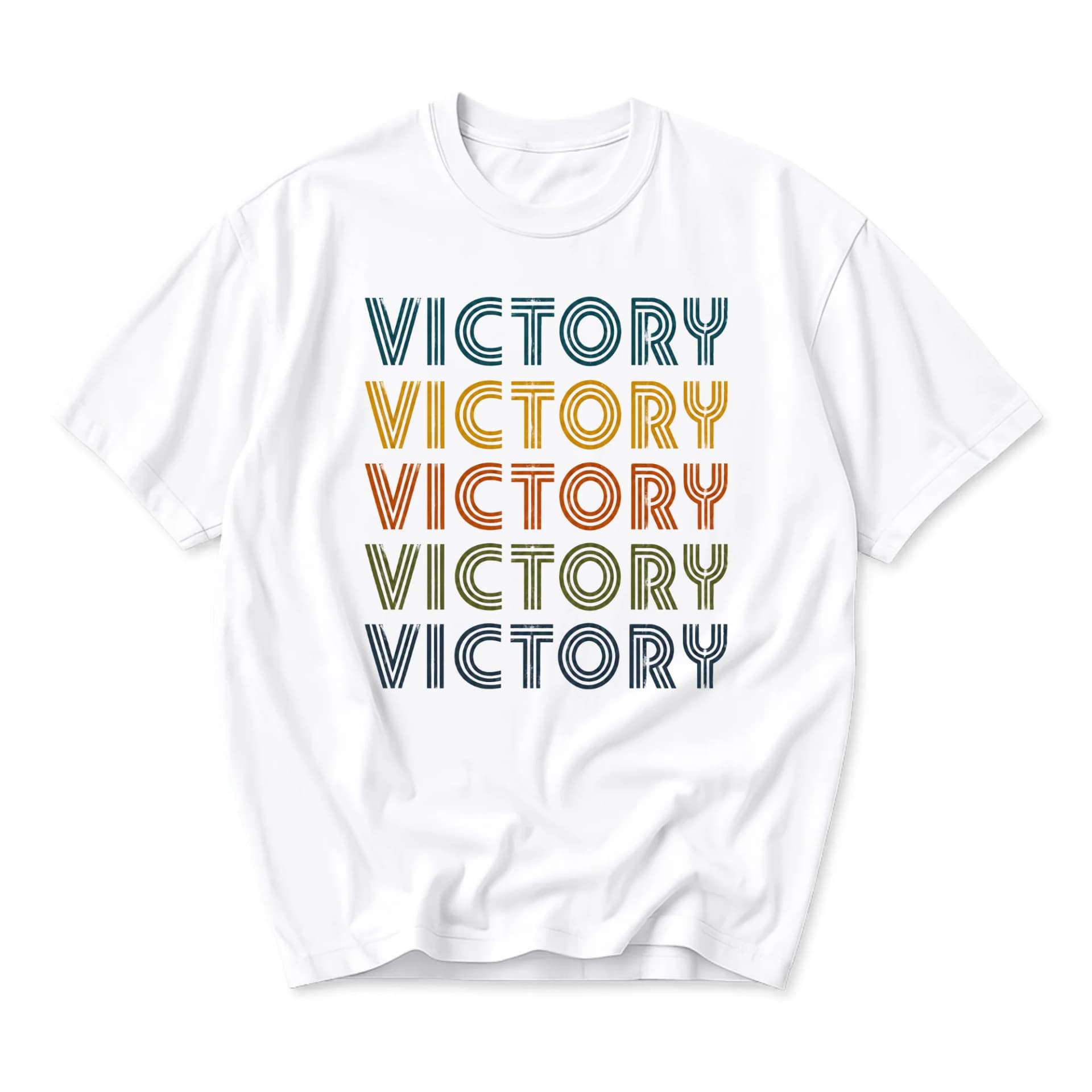 Graphic Tee Unisex Victory Print Retro Style Casual Crew Neck Short Sleeve Soft Cotton Blend Everyday Summer Shirt
