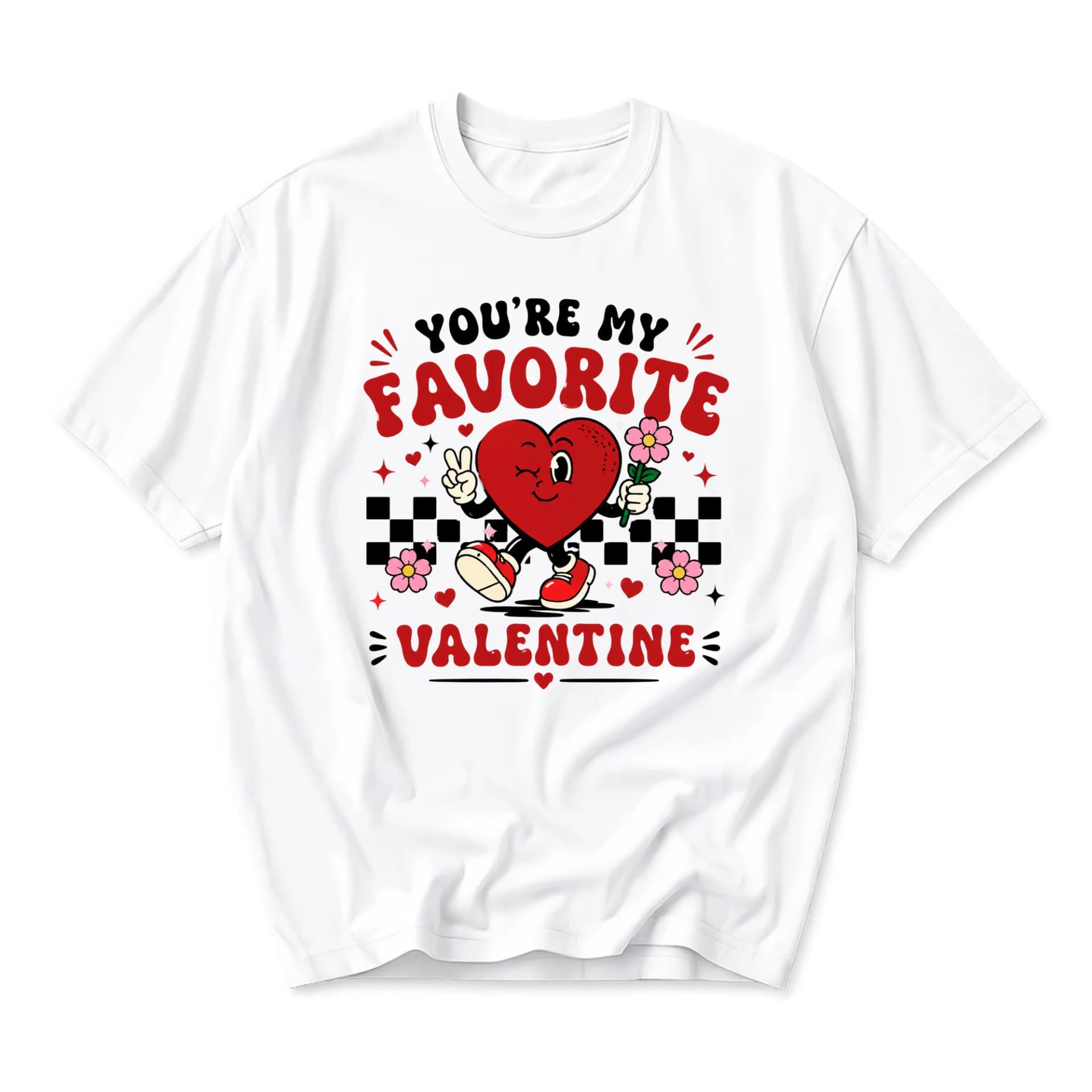 Funny Shirt You Are My Favorite Valentine Graphic Tee Unisex Casual Soft Crew Neck Cotton Blend Holiday Apparel White