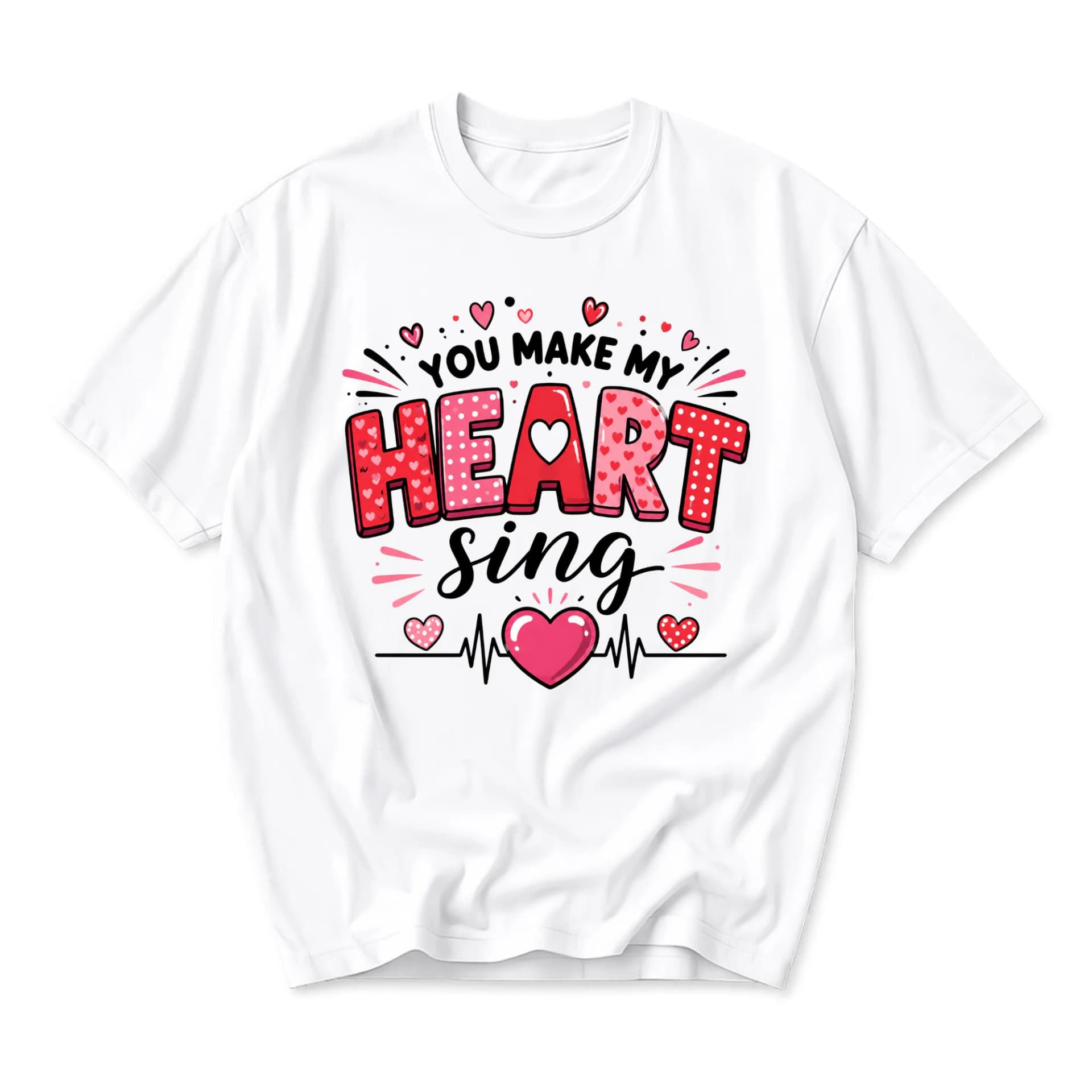 Graphic Tee You Make My Heart Sing Romantic Love Quote Unisex Casual Crew Neck T-Shirt Soft Breathable Everyday Wear