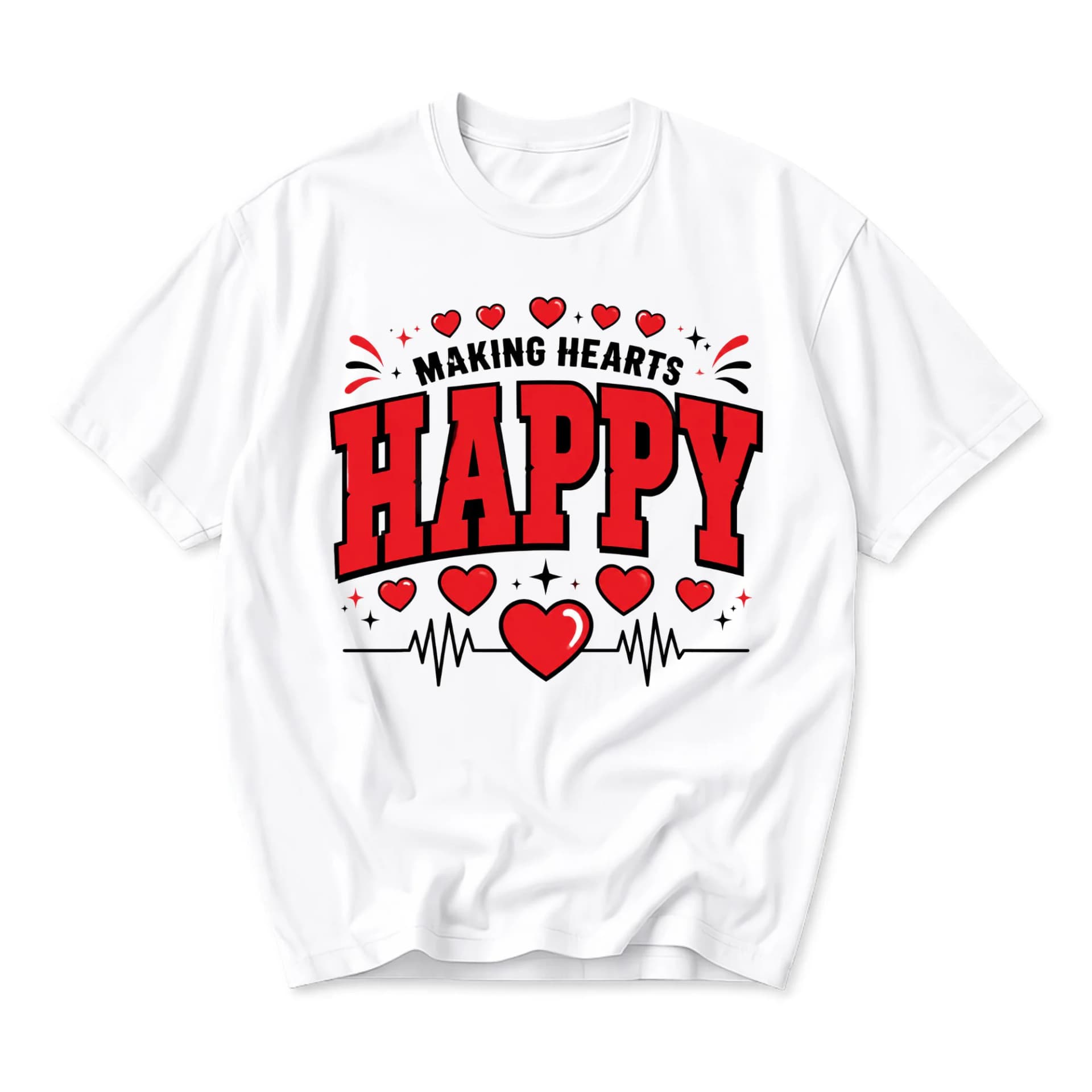 Graphic Tee Making Hearts Happy Unisex Casual Everyday Crew Neck Soft Cotton Blend Comfortable Short Sleeve Apparel