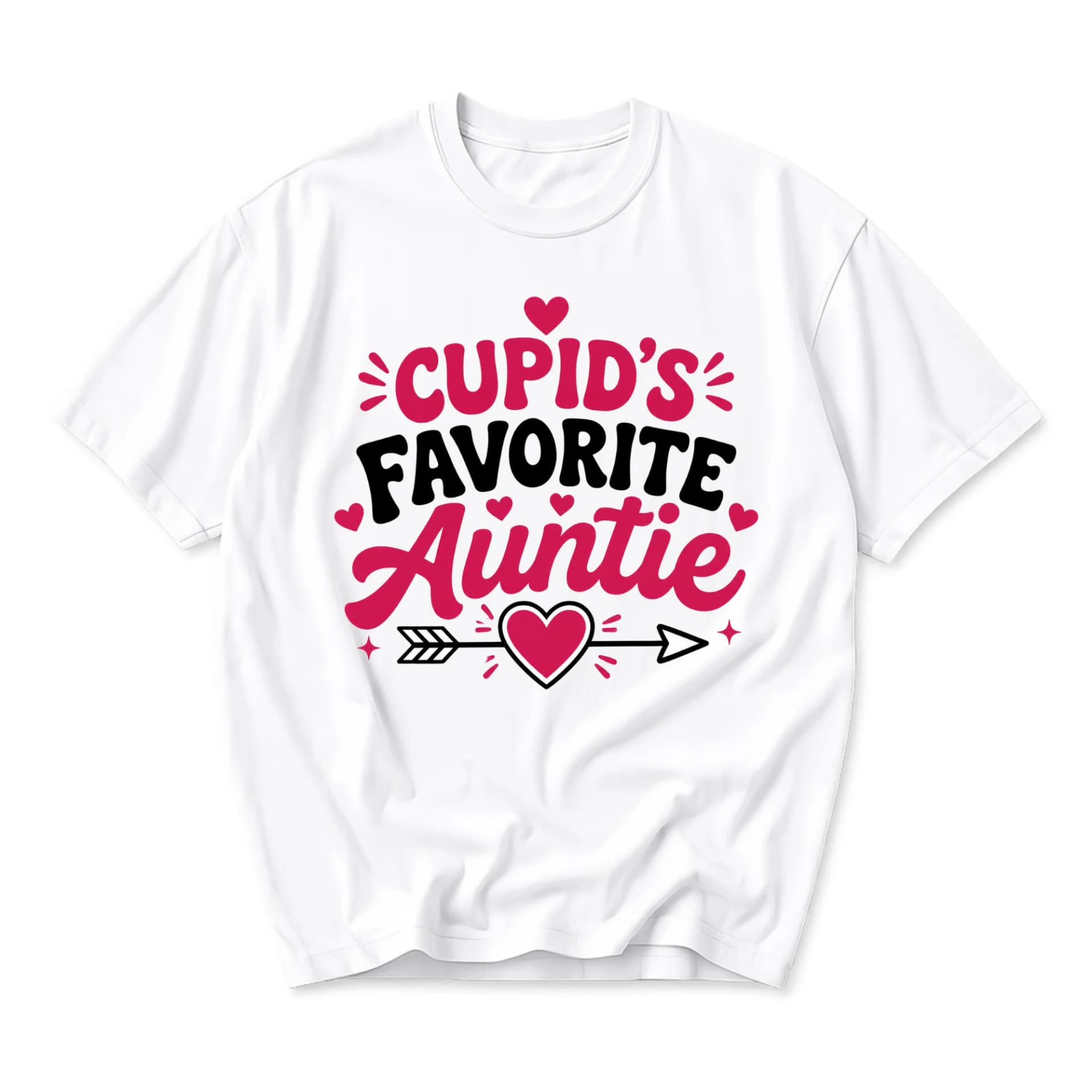 Graphic Tee Cupid's Favorite Auntie Shirt Unisex Casual Crew Neck Apparel for Everyday Wear and Gift Giving Occasions