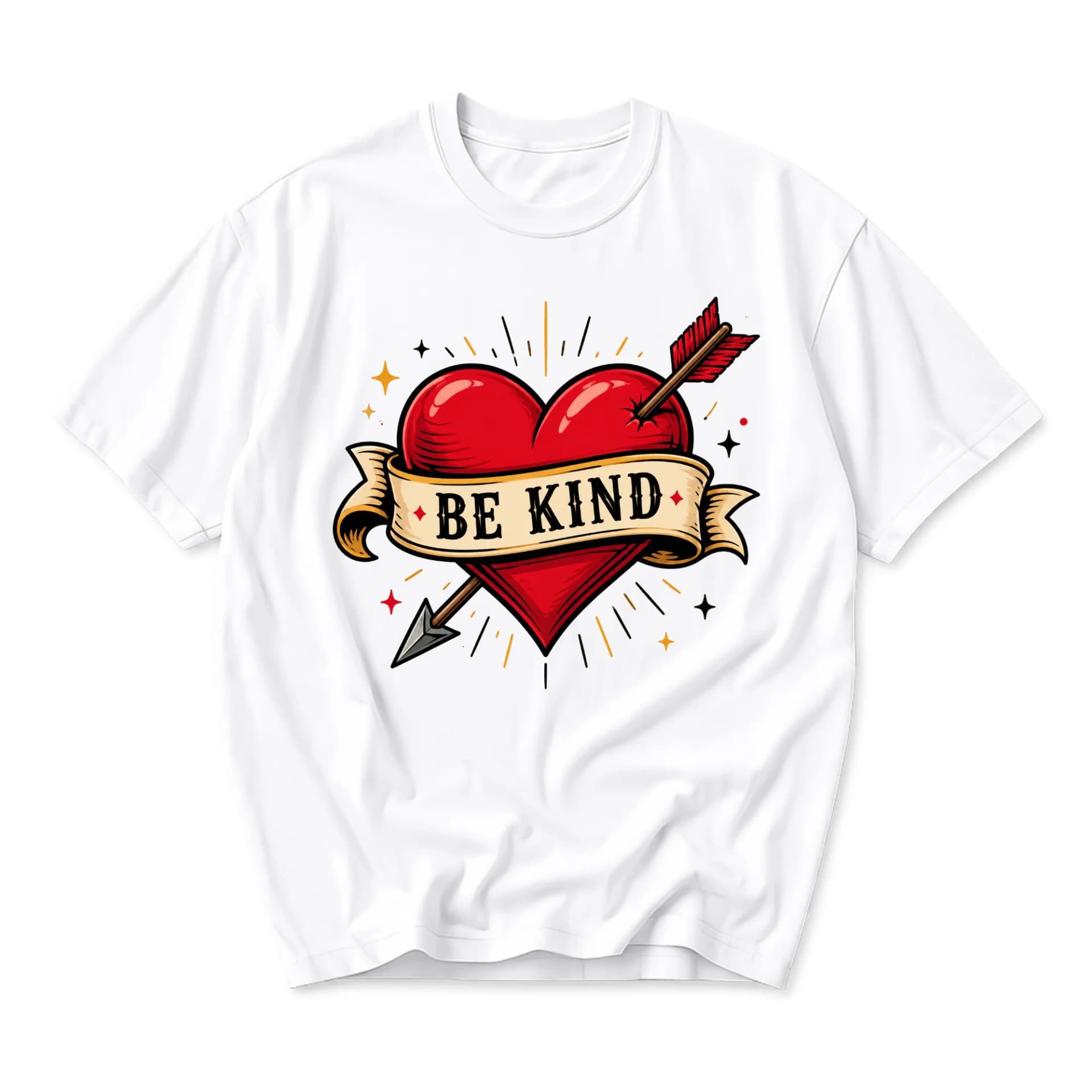 Graphic Tee Be Kind Heart Arrow Design Unisex Casual Crew Neck T-Shirt Soft Cotton Blend Everyday Comfortable Apparel