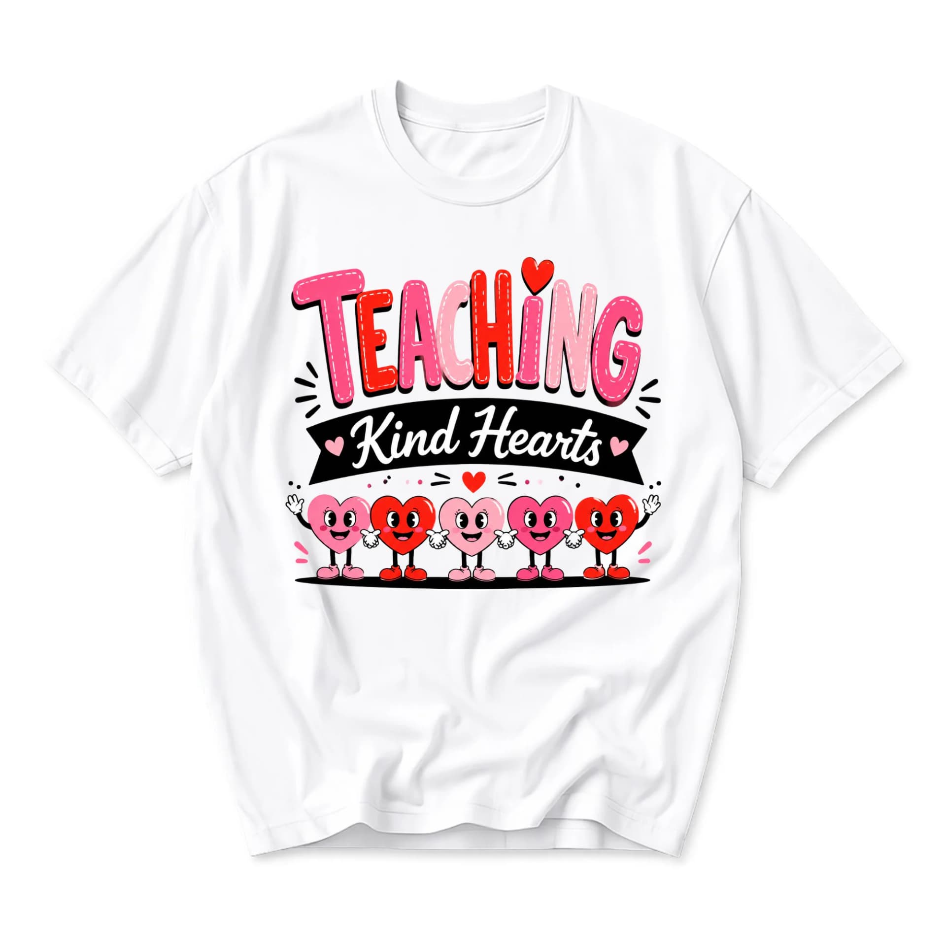 Graphic Tee Teaching Kind Hearts Shirt Unisex Crew Neck Short Sleeve Top for Casual Everyday Wear Soft Cotton Blend