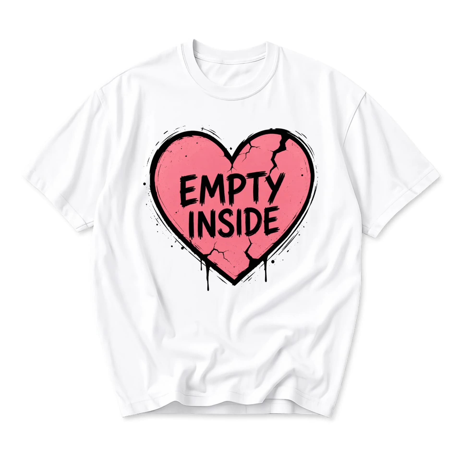 Graphic Tee Empty Inside Heart Print Unisex Casual Crew Neck T-Shirt for Everyday Wear and Self Expression