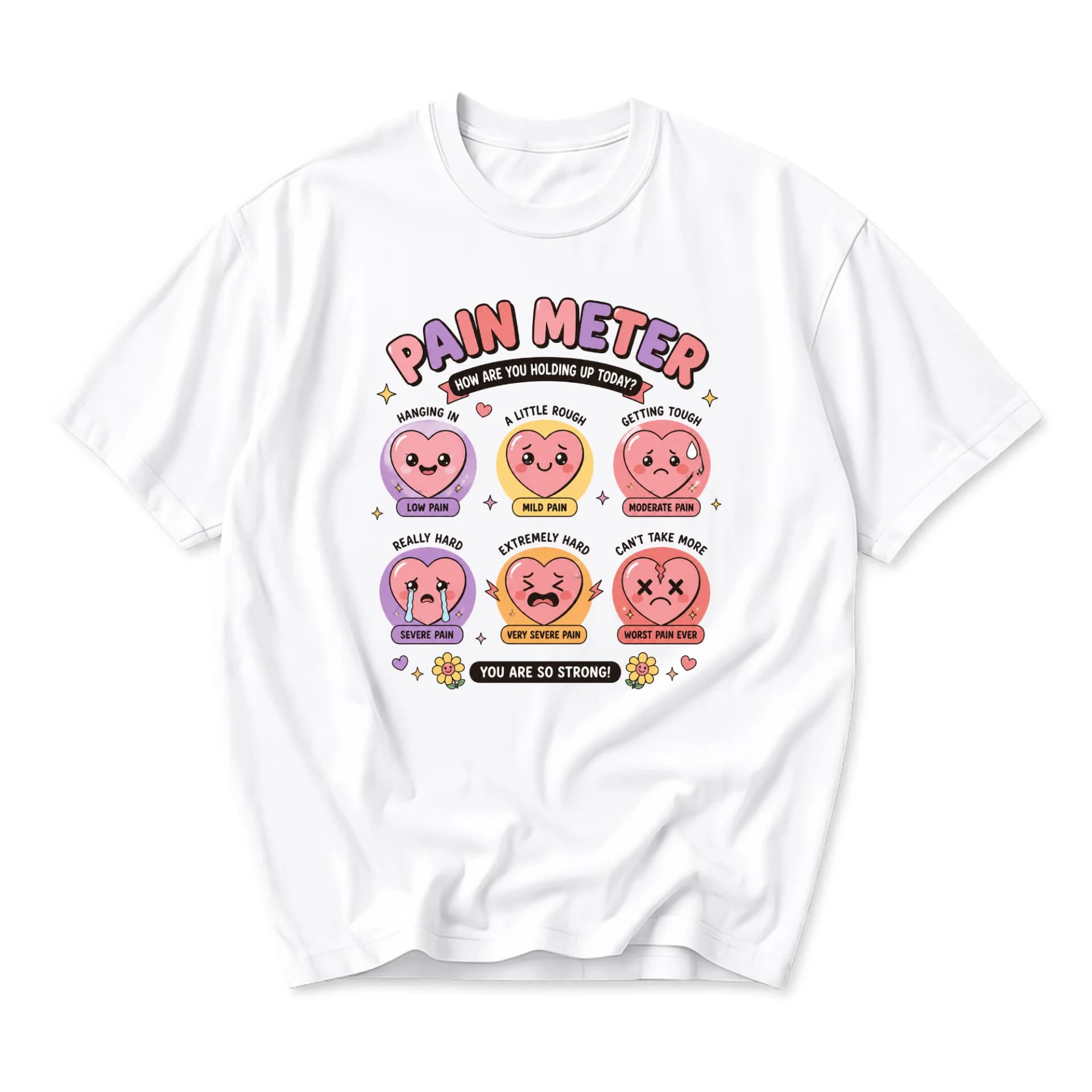 Funny Shirt Pain Meter Graphic Tee Unisex Casual Crew Neck Comfortable Cotton Blend Everyday Top for Self Expression