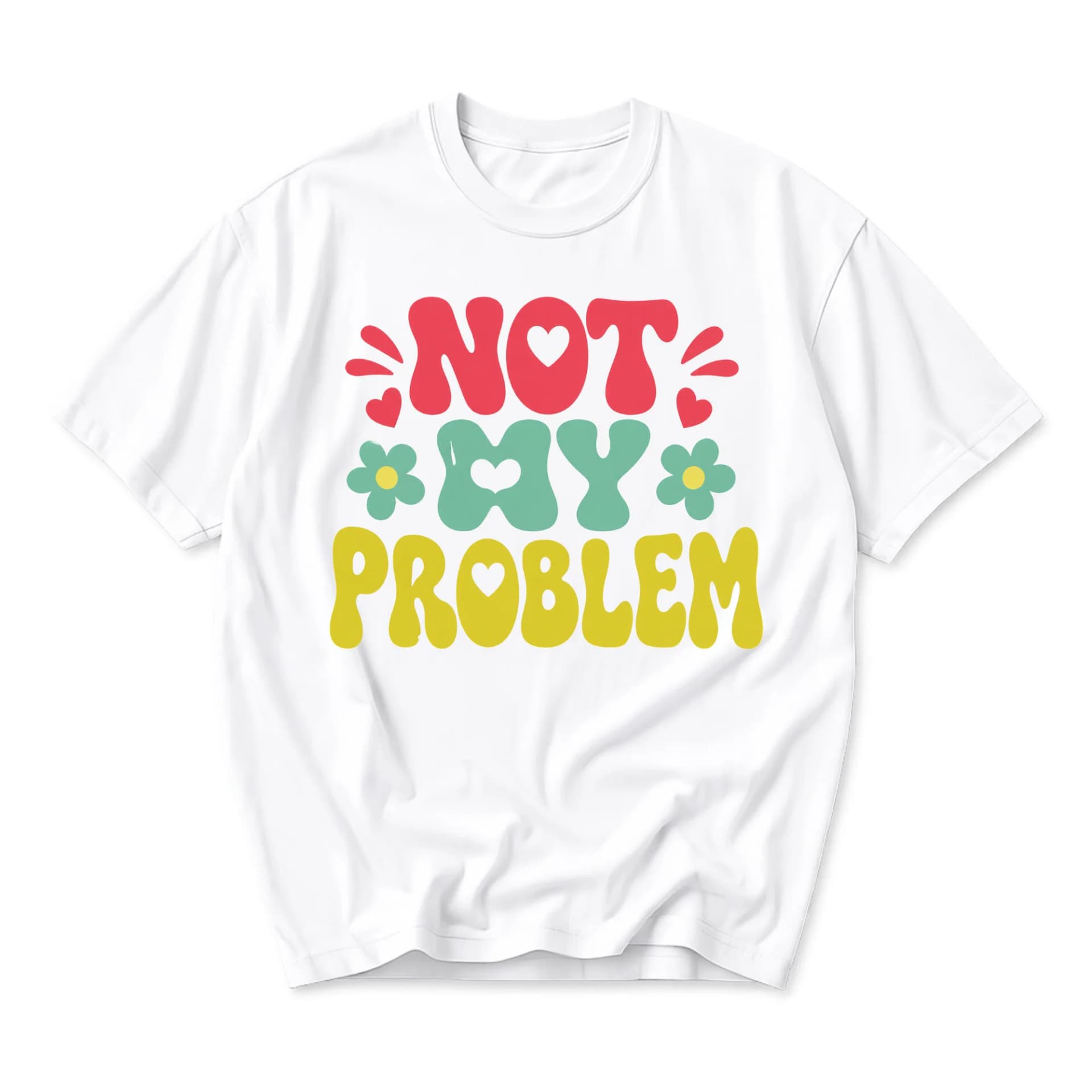 Funny Shirt Not My Problem Retro Graphic Tee Trendy Unisex Crew Neck Casual Cotton Blend Short Sleeve Tops Apparel