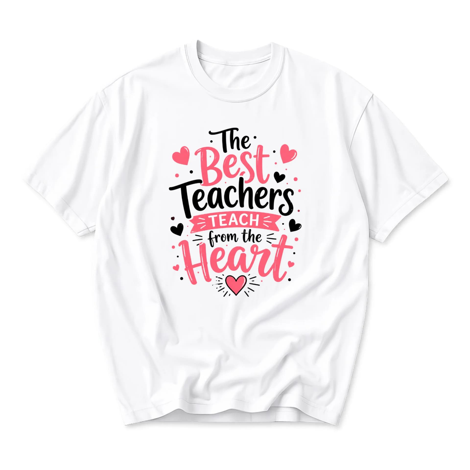 Graphic Tee the Best Teachers Teach from the Heart Print Unisex Crew Neck Casual Everyday Short Sleeve Cotton Shirt