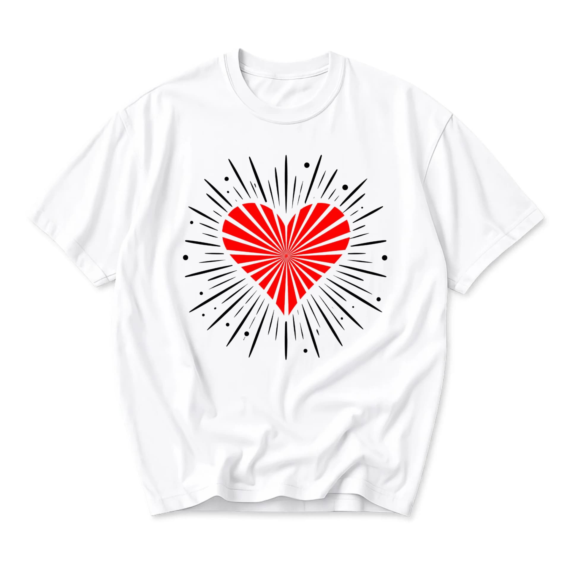 Graphic Tee Unisex Heartburst Design Casual Crew Neck Short Sleeve Shirt for Everyday Wear and Comfort Fit