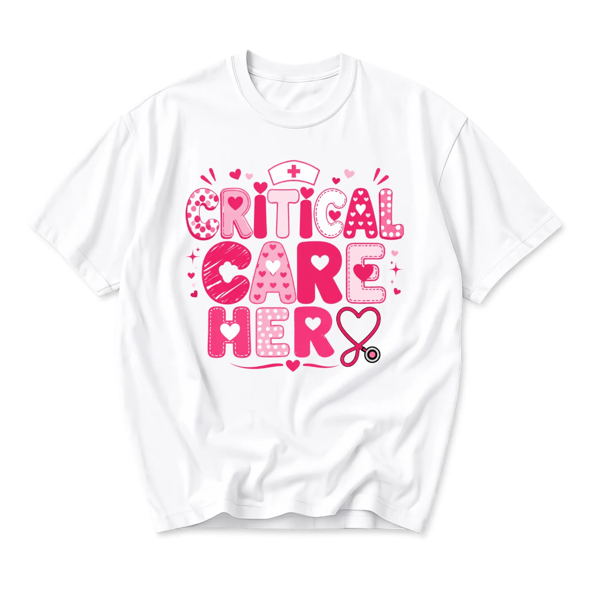 Funny Shirt Critical Care Hero Medical Professional Graphic Tee Unisex Soft Cotton Crew Neck Casual Top White Tee