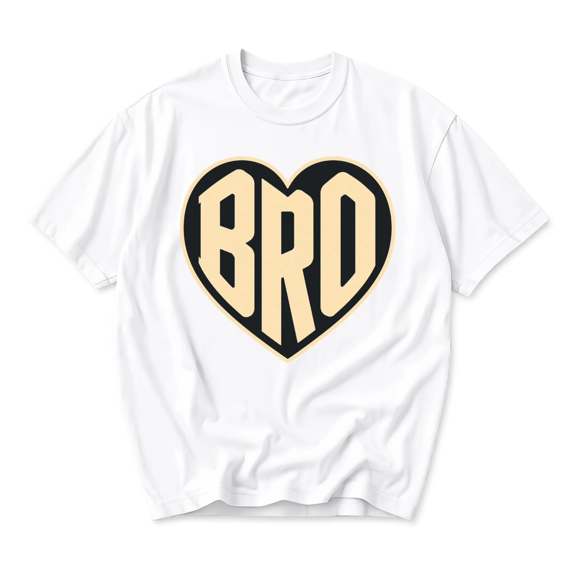 Graphic Tee Unisex Crew Neck Short Sleeve Shirt with Bro Heart Design for Casual Everyday Wear and Self Expression