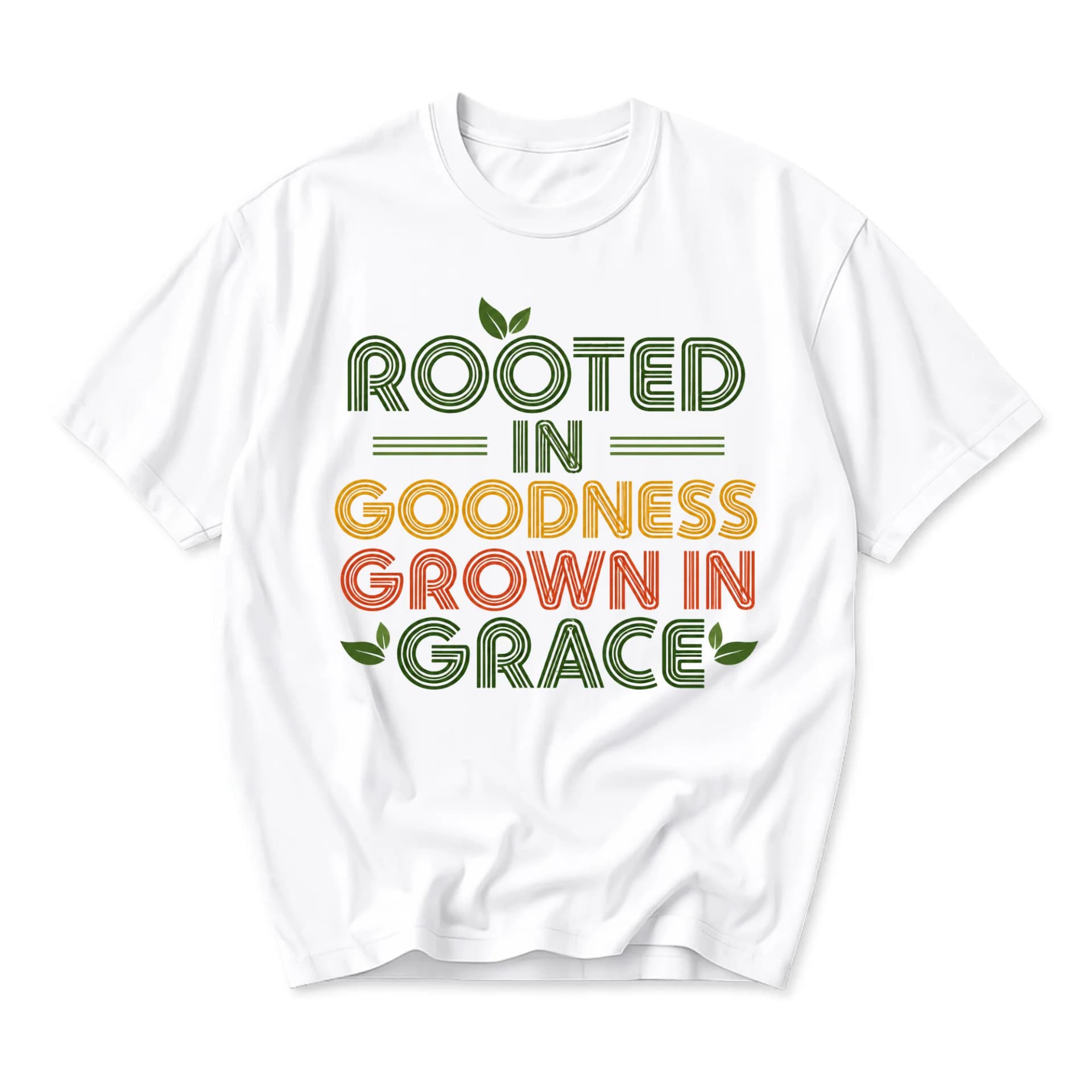 T-shirt Rooted in Goodness Grown in Grace Graphic Tee Inspirational Motivational Quote Unisex Crew Neck Casual Cotton Top