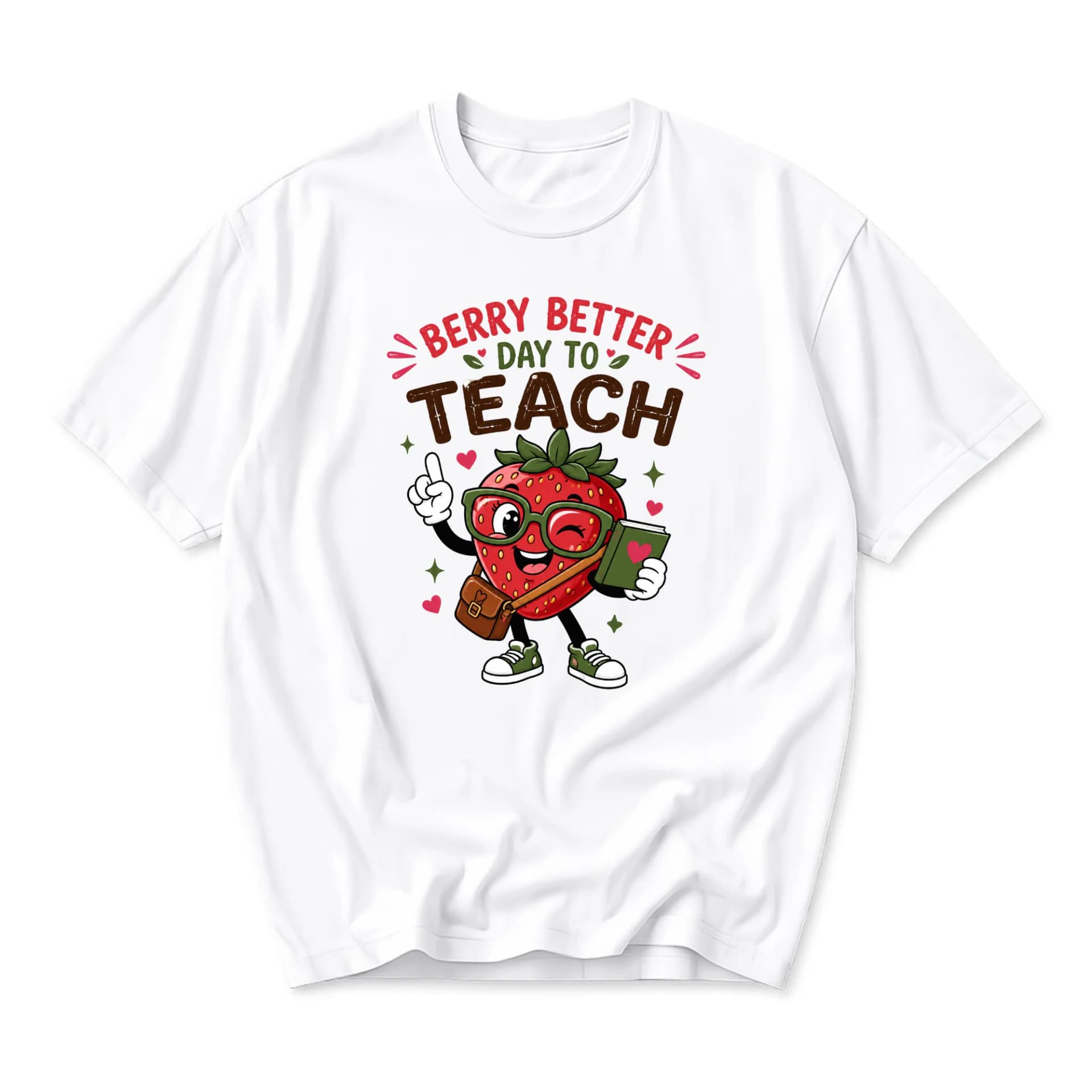 Graphic Tee Berry Better Day to Teach Funny Fruit Pun Shirt Unisex Cotton Casual Short Sleeve Crew Neck Top
