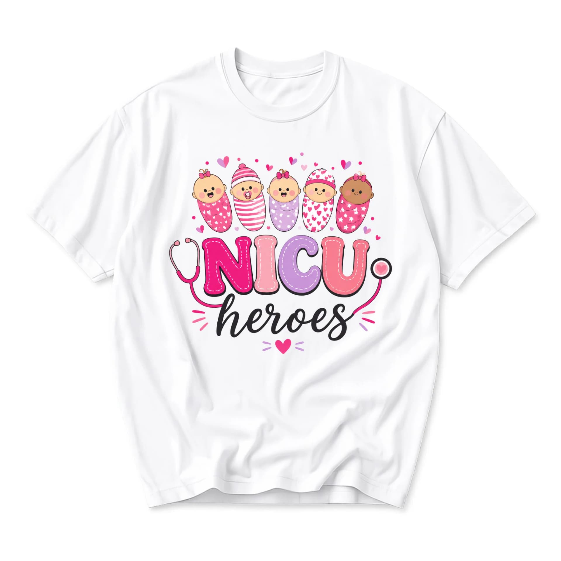 Graphic Tee Nicu Heroes Medical Professional Apparel Unisex Crew Neck Short Sleeve Shirt for Casual Daily Wear