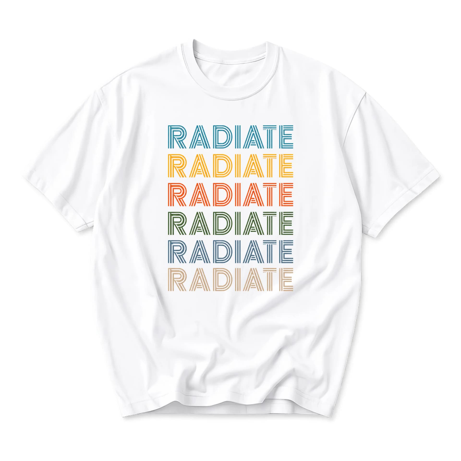 Graphic Tee Radiate Positive Vibes Retro Word Art Unisex Crew Neck T-Shirt Comfortable Everyday Short Sleeve Apparel