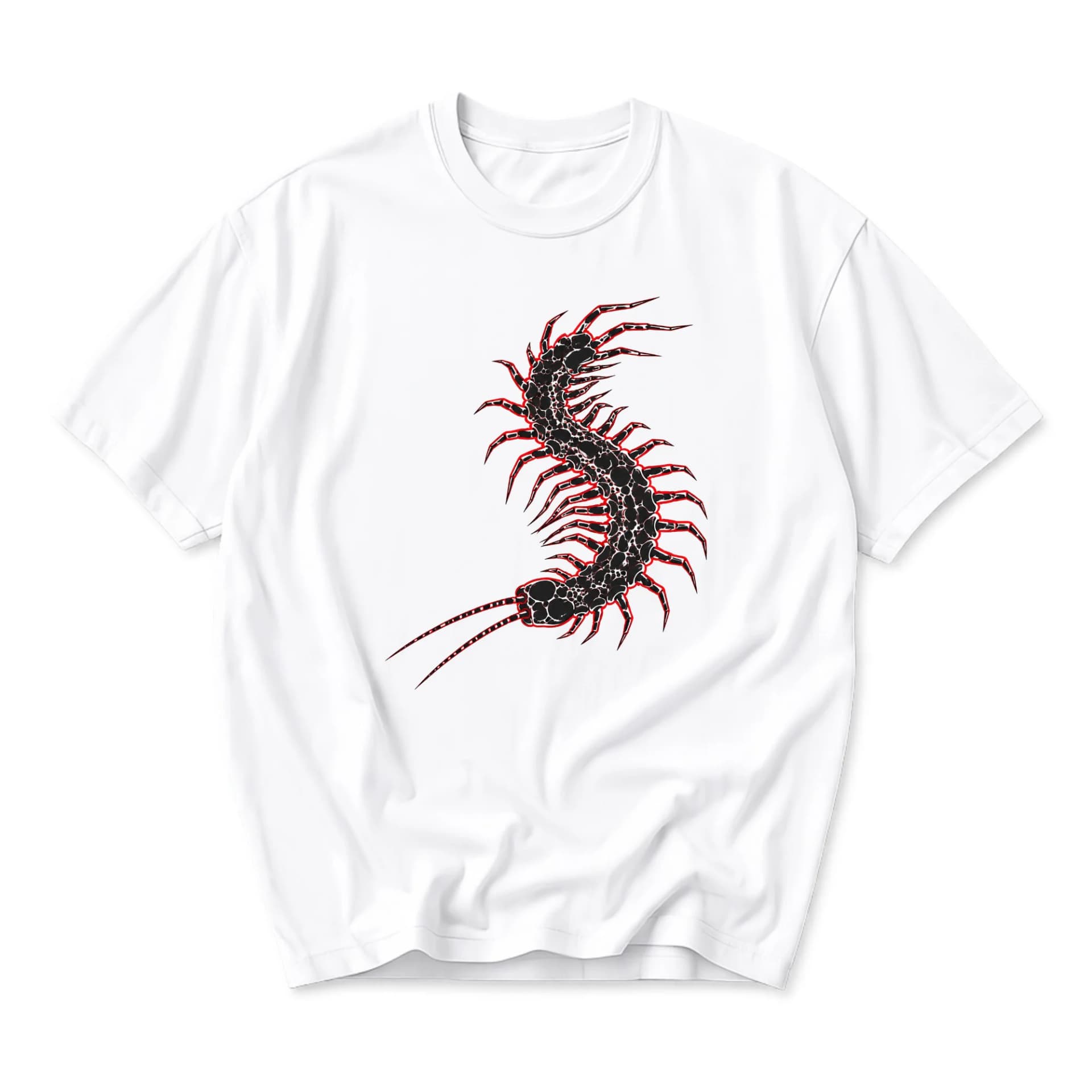 Graphic Tee Centipede Art Print Unisex Casual Crew Neck Soft Cotton Blend Everyday Shirt Comfortable Short Sleeve Top