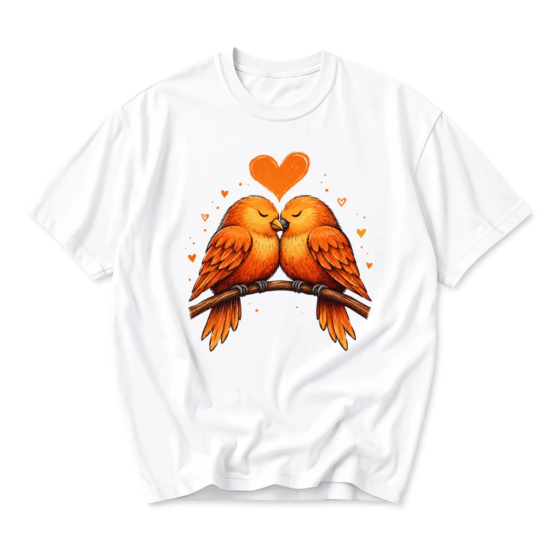 Graphic Tee Lovebirds Illustration Unisex T-Shirt Casual Cotton Blend Crew Neck Everyday Apparel Romantic Print