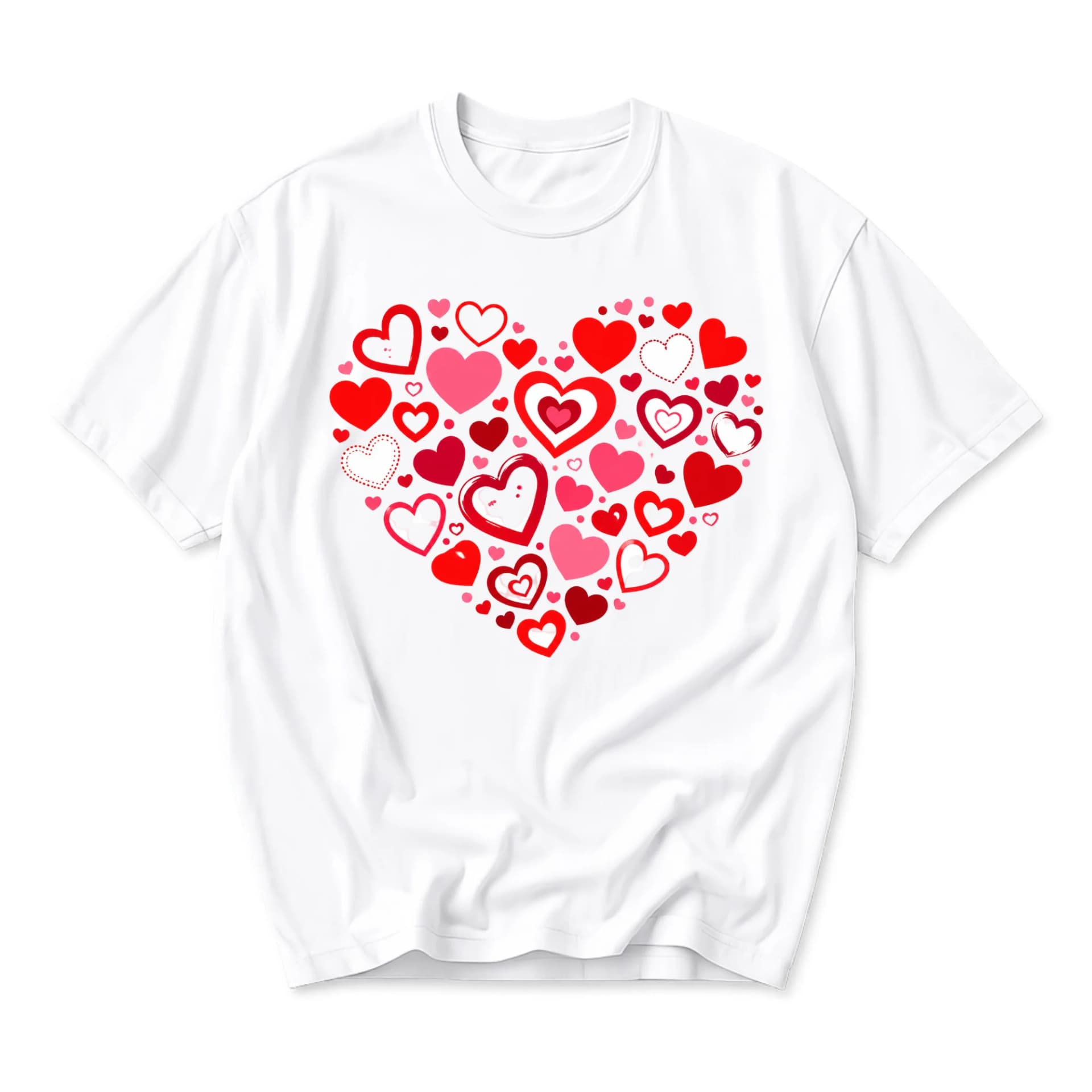 T-shirt Heart Collage Graphic Tee Casual Everyday Crew Neck Shirt Soft Cotton Blend Aesthetic Print Top for All Occasions