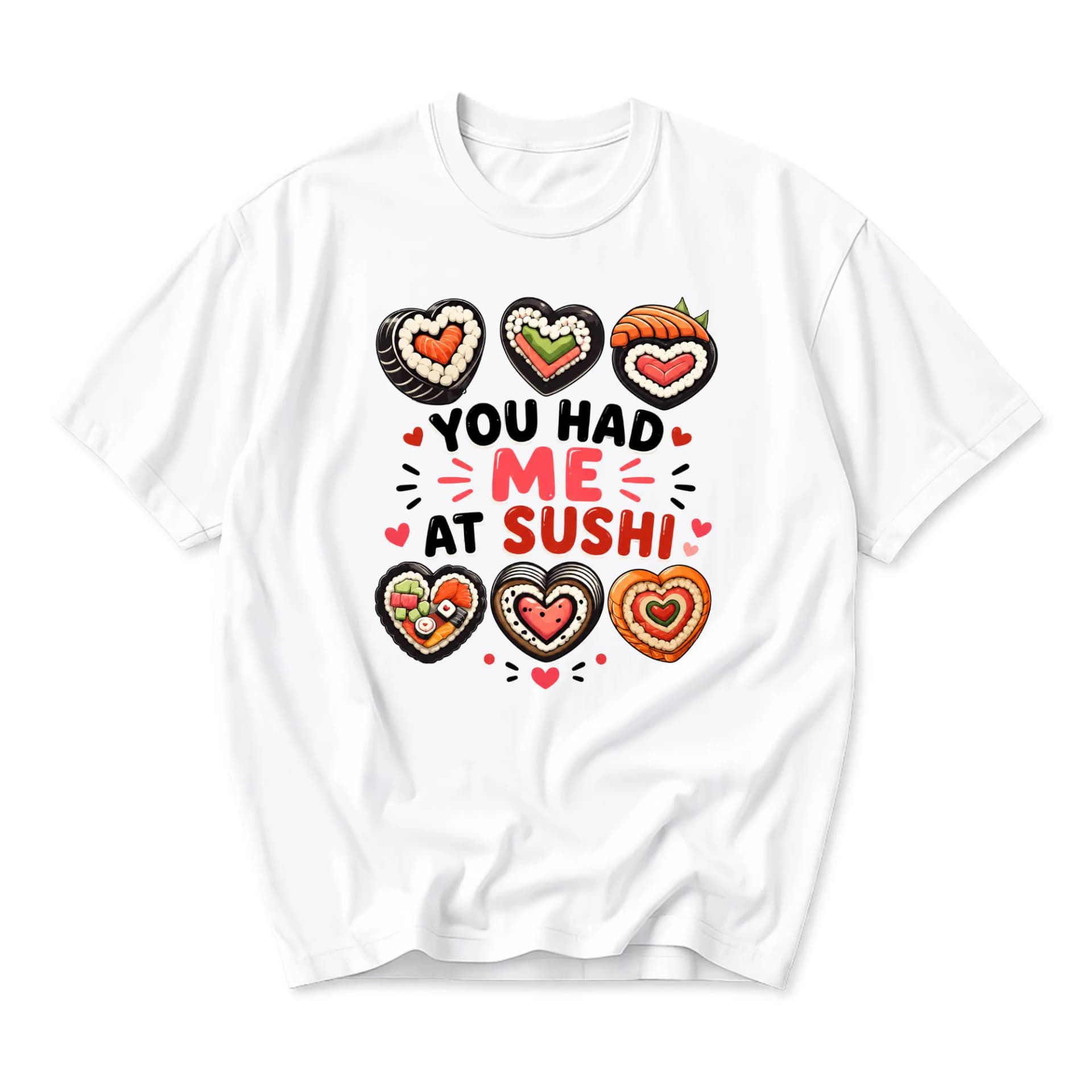 Funny Shirt You Had Me at Sushi Unisex Graphic Printed T-Shirt Casual Cotton Blend Crew Neck Everyday Outfit