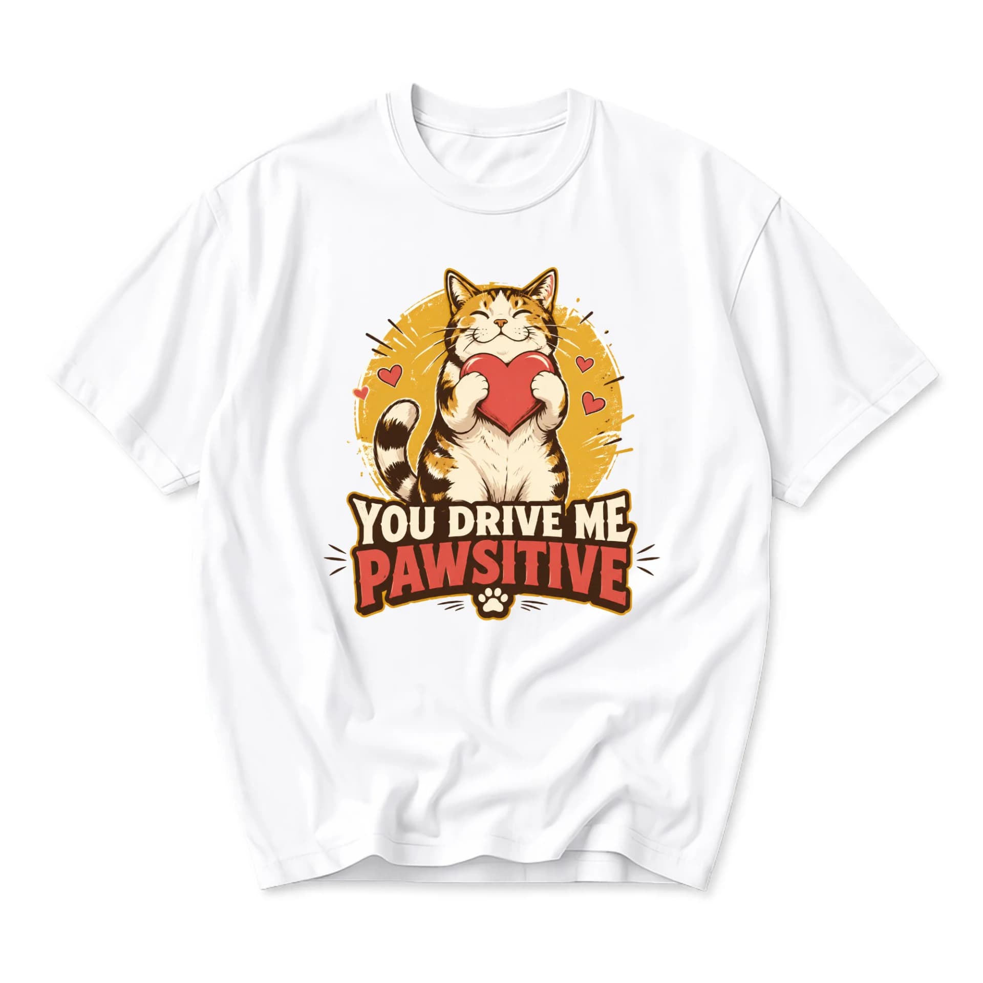 Funny Shirt Cat Lover Gift Unisex Graphic Printed T-Shirt Featuring Cute Tabby Kitten with Heart and Pun Phrase