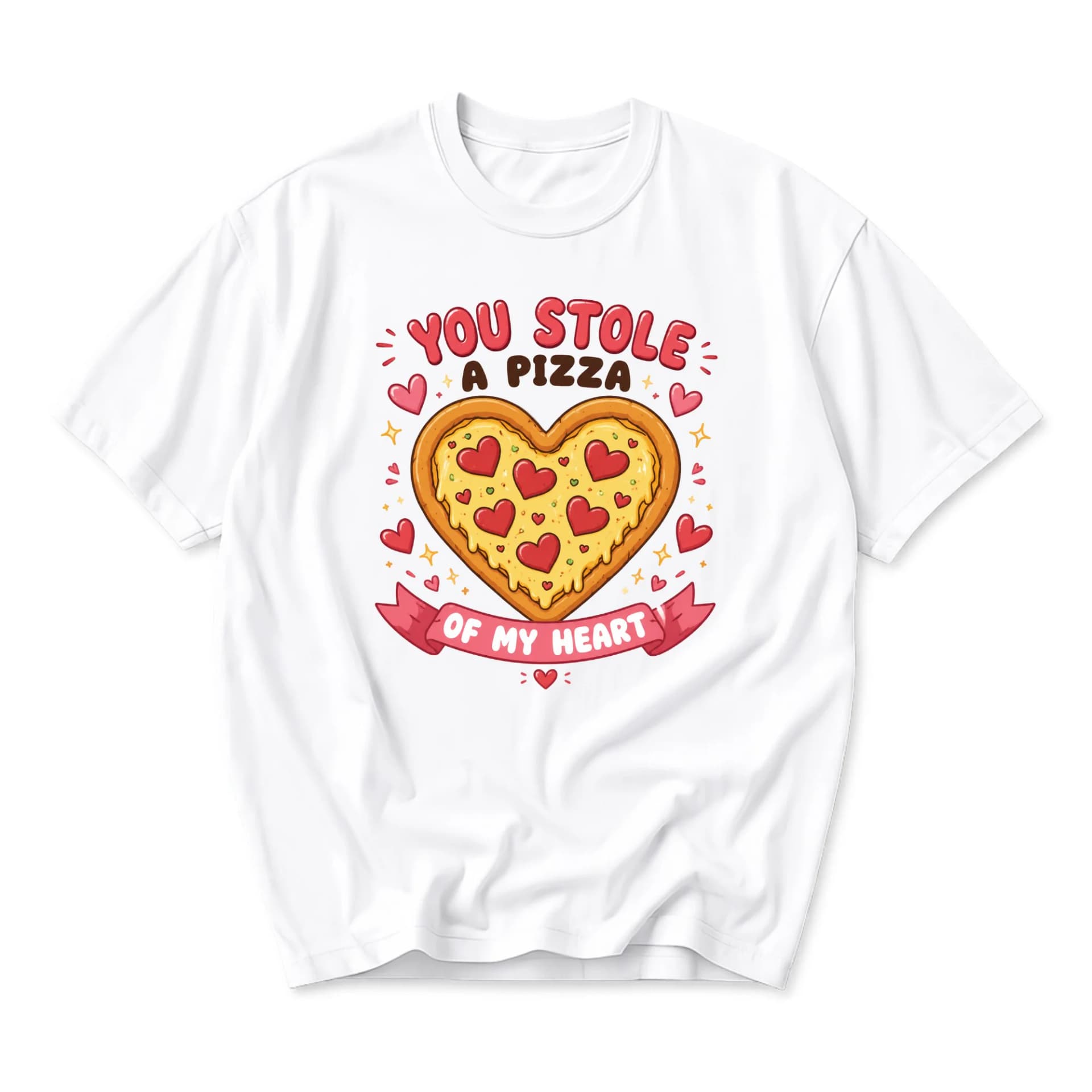 Funny Shirt You Stole a Pizza of My Heart Graphic Tee Unisex Casual Crew Neck Comfortable Cotton Blend Everyday Top