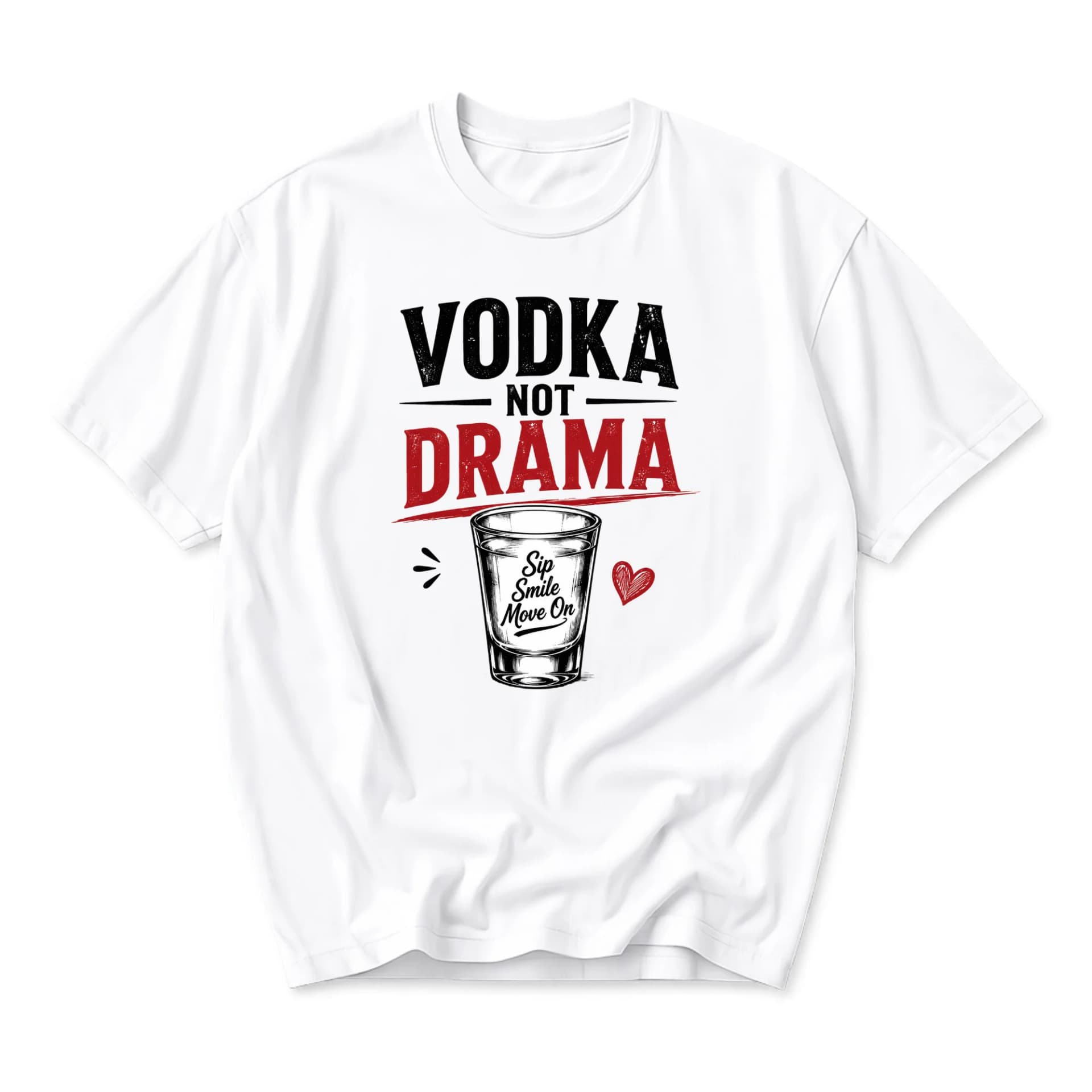Funny Shirt Vodka Not Drama Graphic Tee Casual Unisex Crew Neck Top Short Sleeve Comfortable Cotton Blend Apparel