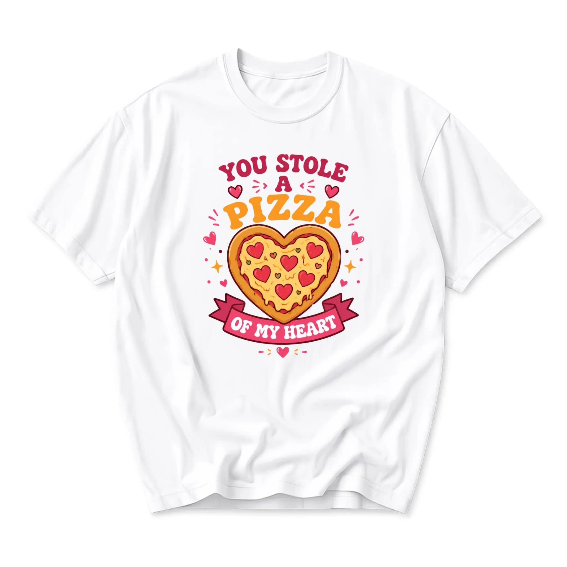 Funny Shirt You Stole a Pizza of My Heart Graphic Tee Unisex Casual Crew Neck Comfortable Cotton Blend Short Sleeve