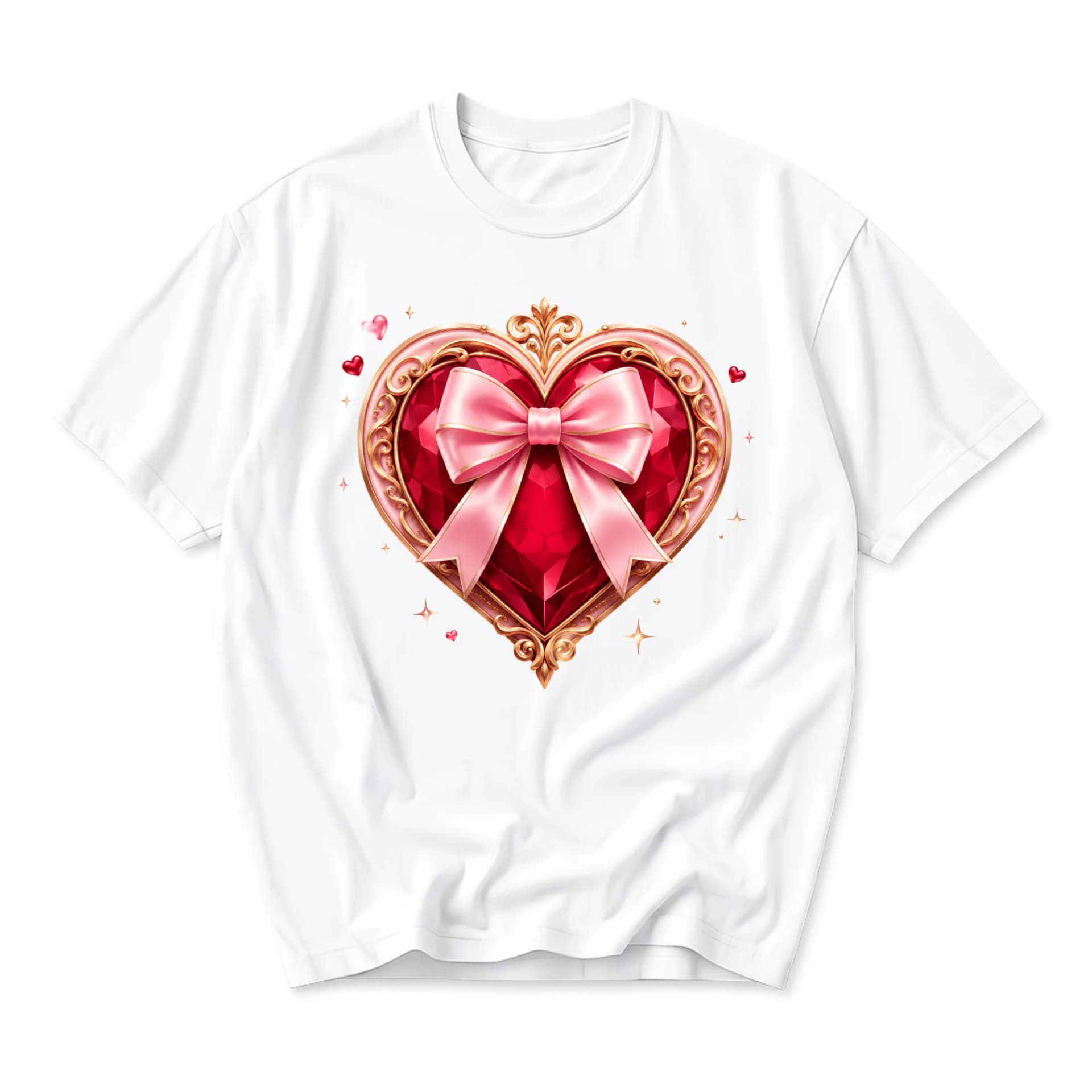 Graphic Tee Heart Ornament Design Unisex Cotton Shirt Cute Romantic Aesthetic Casual Everyday Short Sleeve Top Apparel