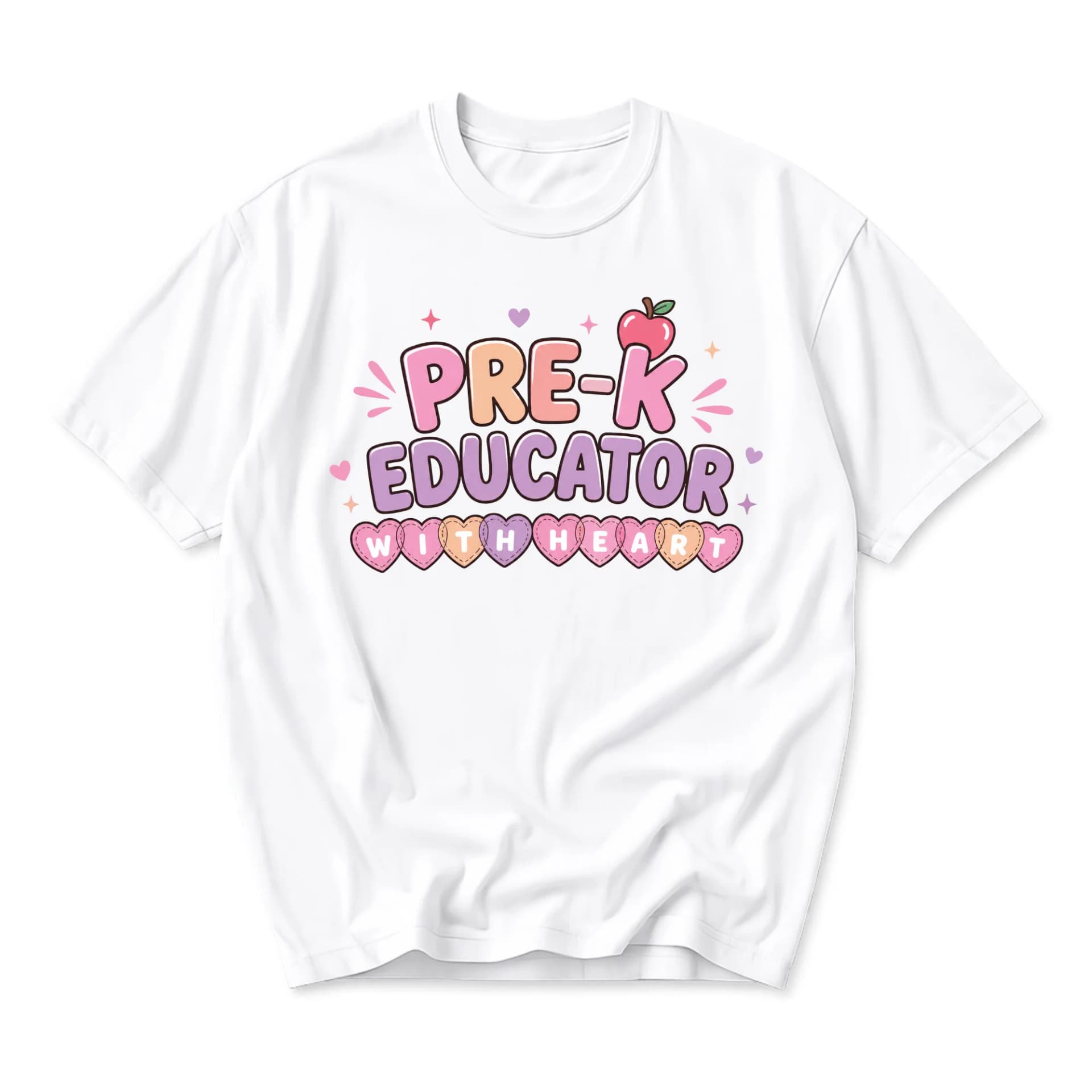 T-shirt Pre-K Educator with Heart Graphic Tee Unisex Short Sleeve Casual Everyday Professional Crew Neck Apparel
